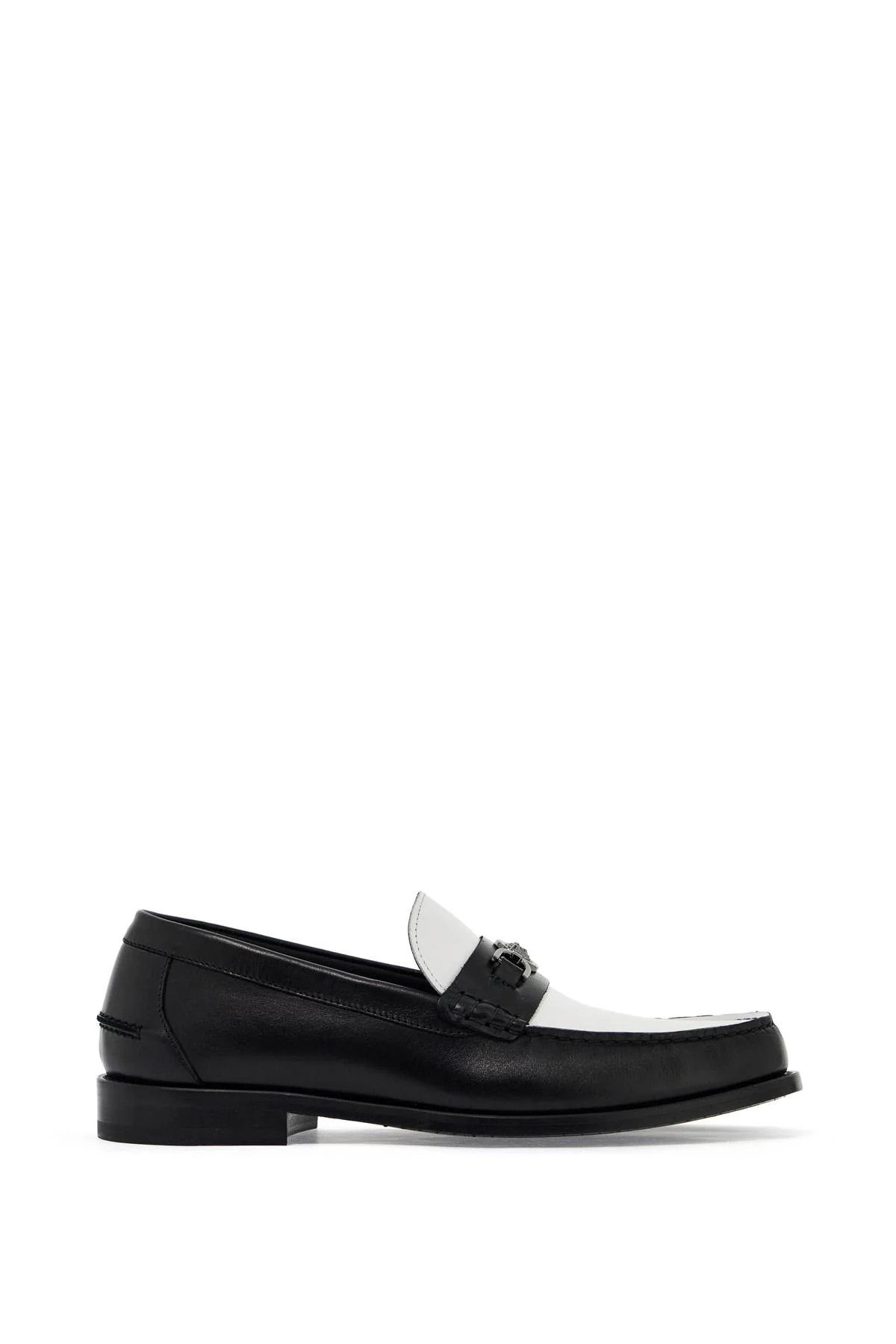 o1s22i1n0125 Two-Tone Smooth Leather Loafers in Black White