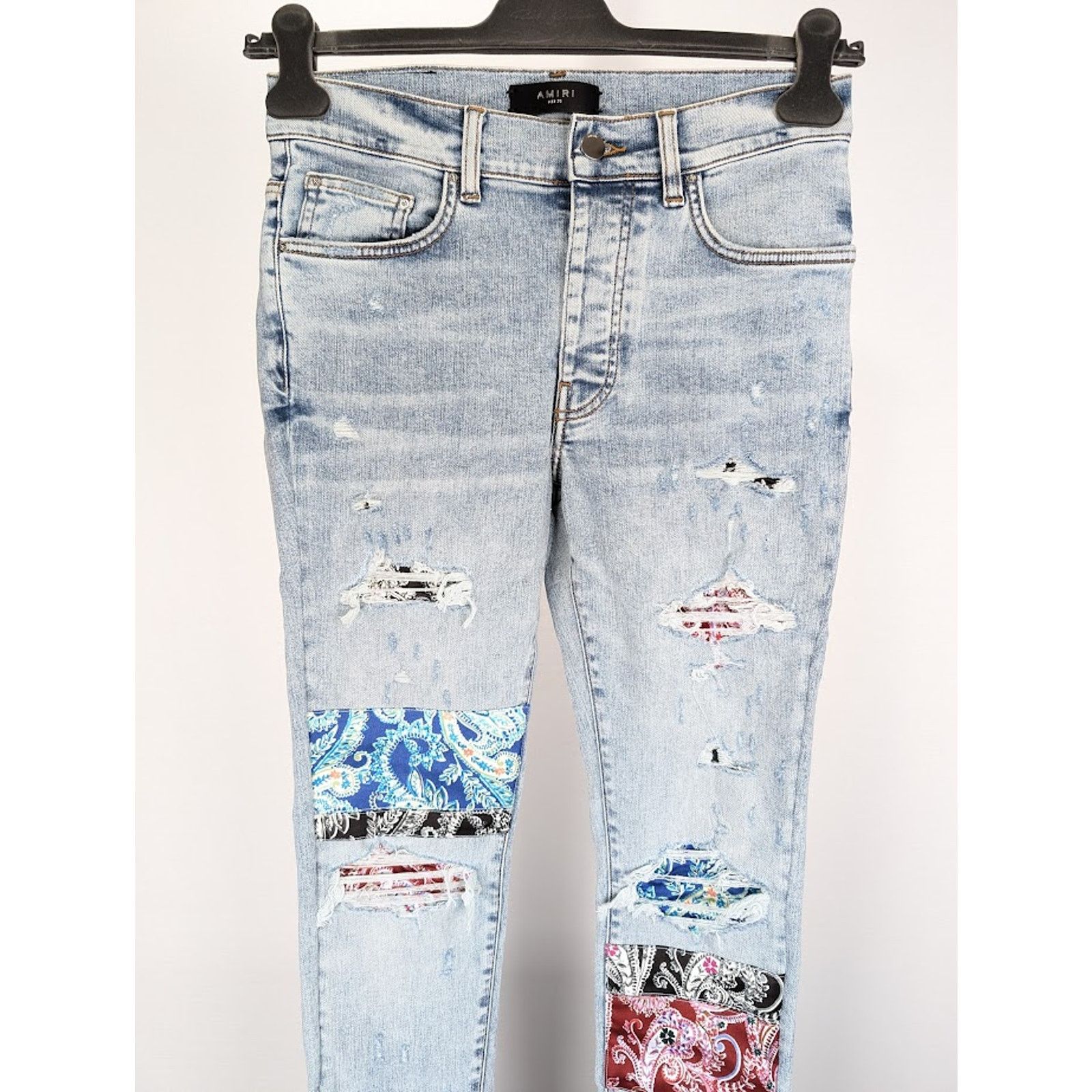 Amiri o1rshd1 Pajama Art Patch Jeans in Light Blue Size US 32 / EU 48 - 3 Thumbnail