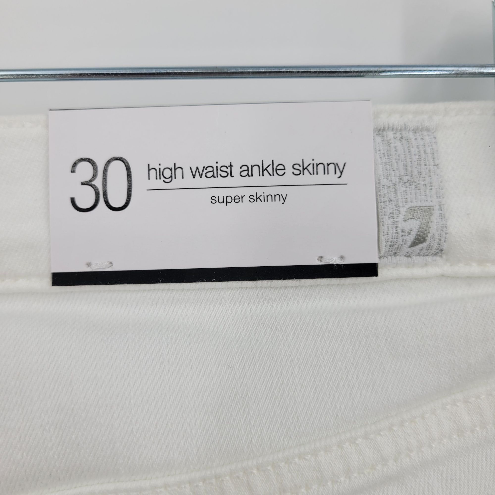 7 For All Mankind 7 For All Man Kind High-Rise White Skinny Jeans 30 Silver Si Size 30" / US 8 / IT 44 - 9 Thumbnail