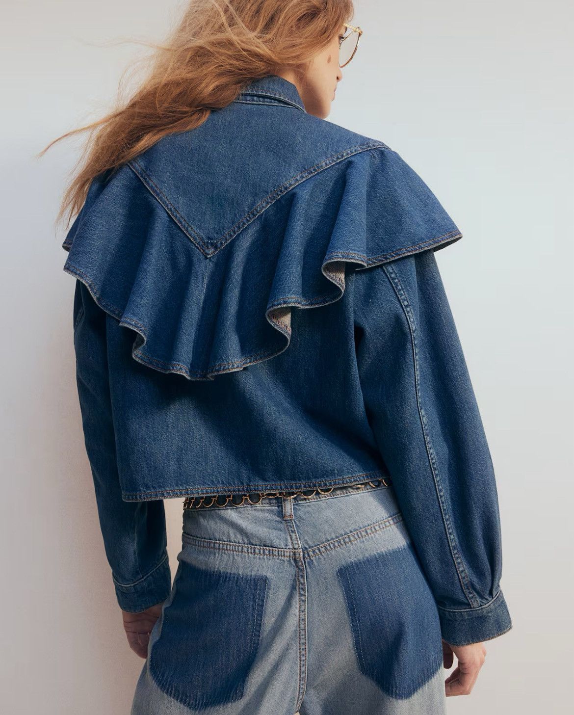 H&M H&M Denim ruffles button down shirt Size M / US 6-8 / IT 42-44 - 2 Thumbnail