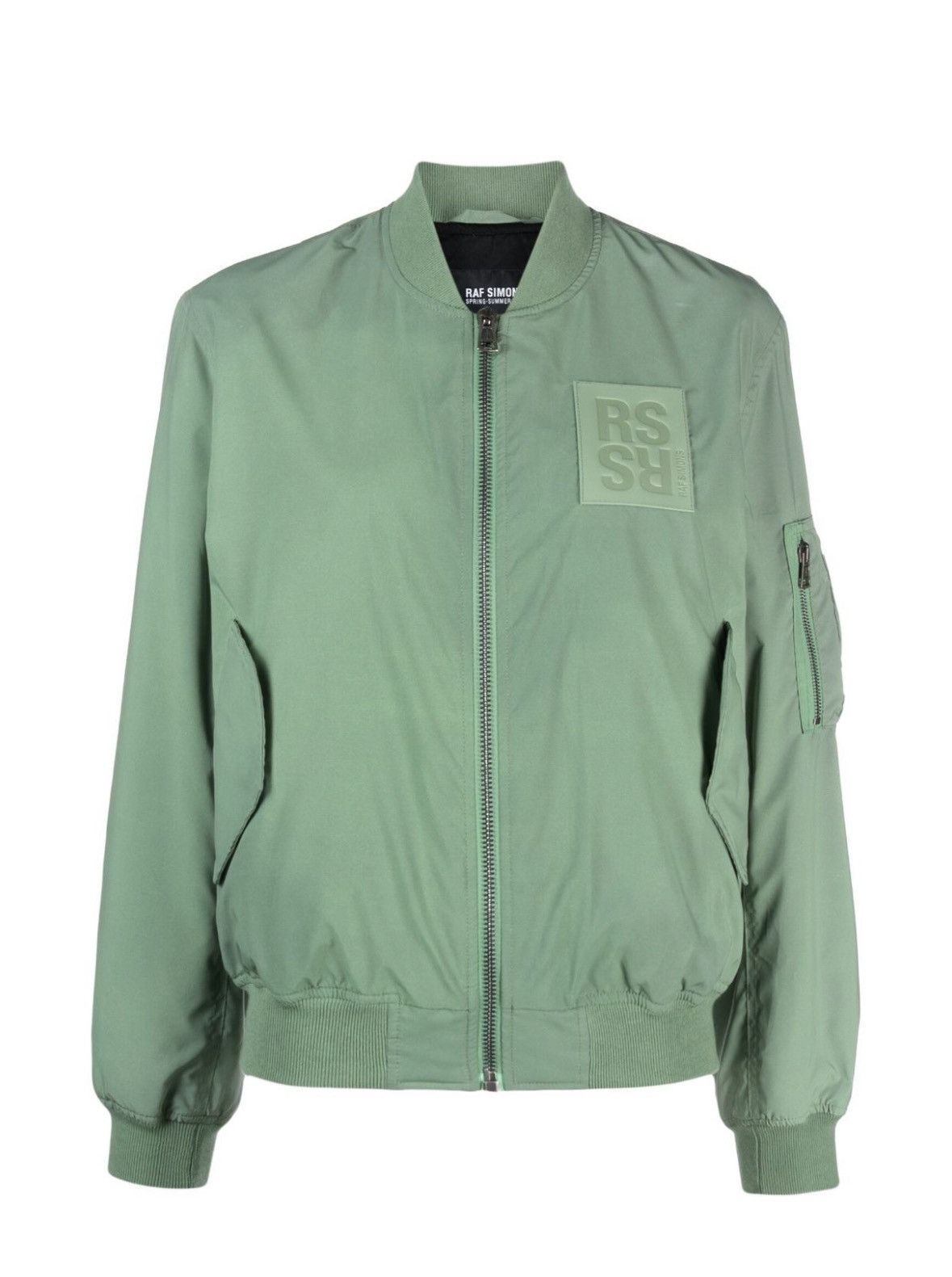 image of Raf Simons Reflective Oversized Bomber Jacket in Green, Men's (Size XL)