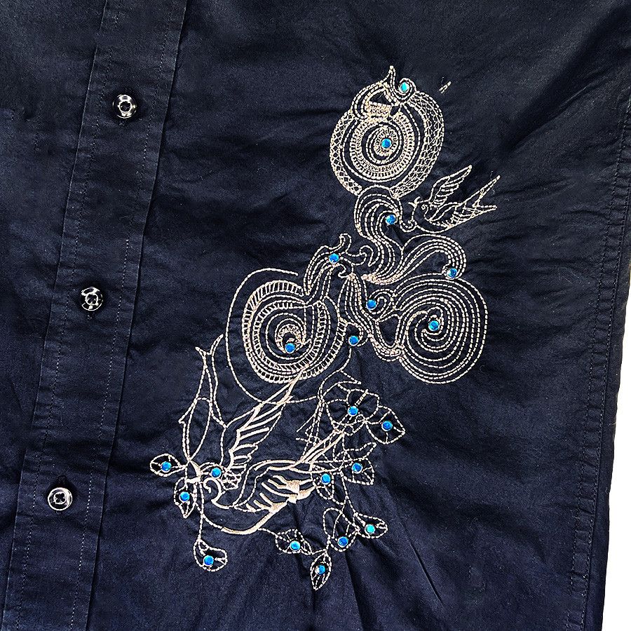 Other Embroidered Black Men's Vintage Shirt with Blue Rhinestones Size US S / EU 44-46 / 1 - 3 Thumbnail