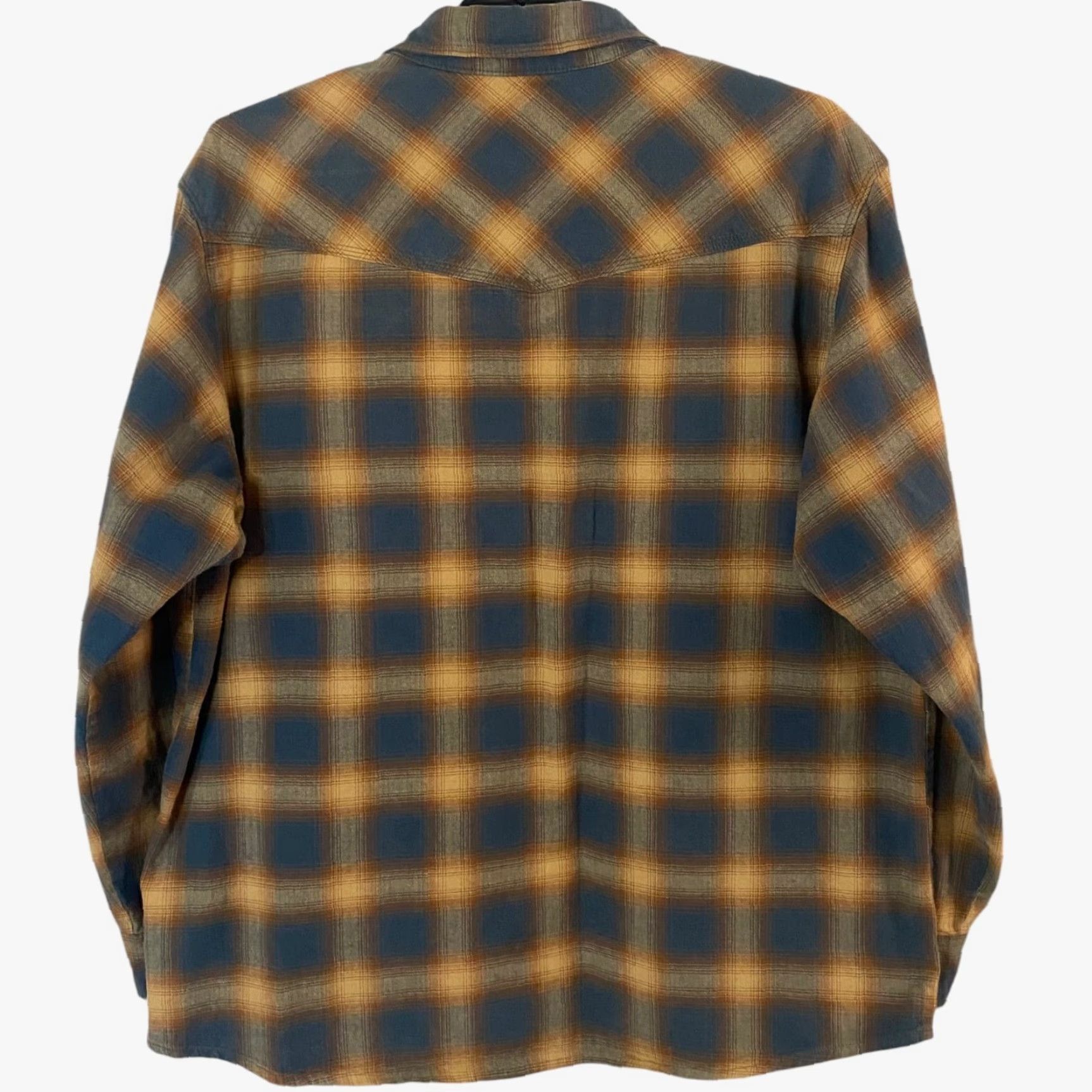 Bass Pro Shops VINTAGE RedHead Ranch Flannel Shirt Mens XL Blue/Yellow Plaid Snap-Button Shirt Size US XL / EU 56 / 4 - 3 Thumbnail