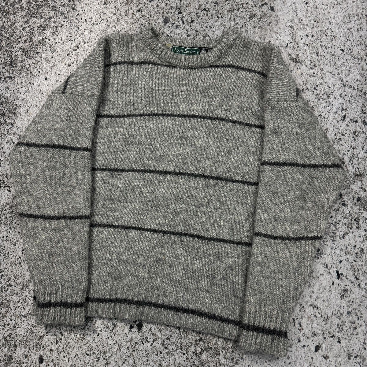 Vintage VINTAGE 1980s LIGHT GREY WOOL KNIT SWEATER Size US L / EU 52-54 / 3 - 5 Thumbnail