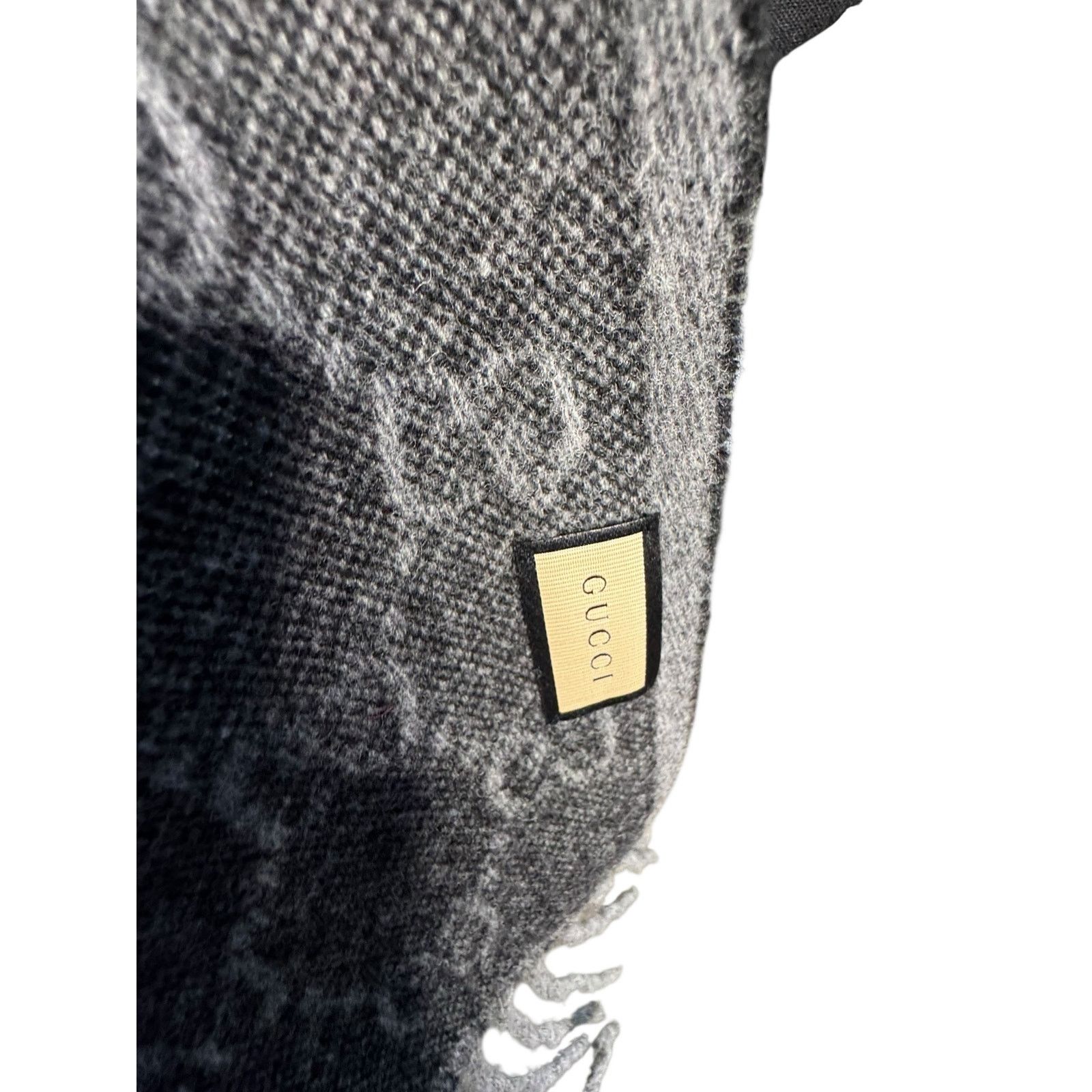 Gucci Gucci Nikky Wool GG Monogram Web Stripe Scarf in Grey Size ONE SIZE - 14 Thumbnail