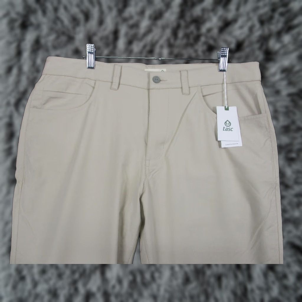 Vintage Tasc Mens Pants 35x32 Beige Motion Pant Khakis Straight Fit Stretch TM690-270 Size US 33 - 1 Thumbnail