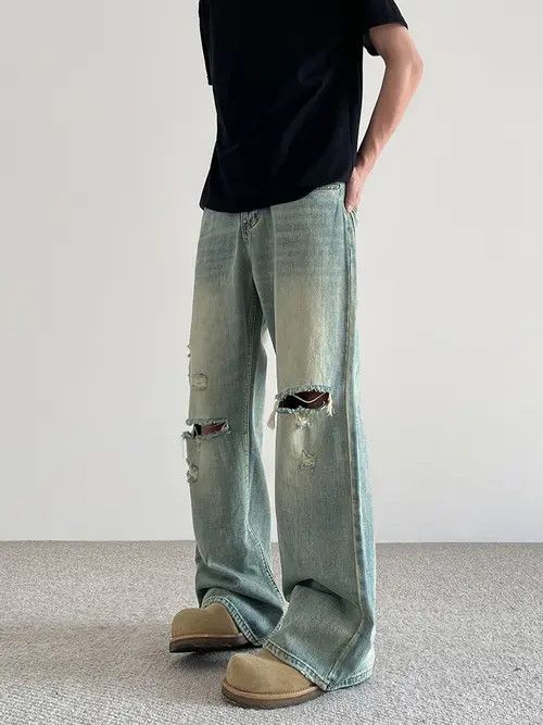 VIBE Blue Straight Leg Distressed Denim Jeans Size US 30 / EU 46 - 8 Thumbnail
