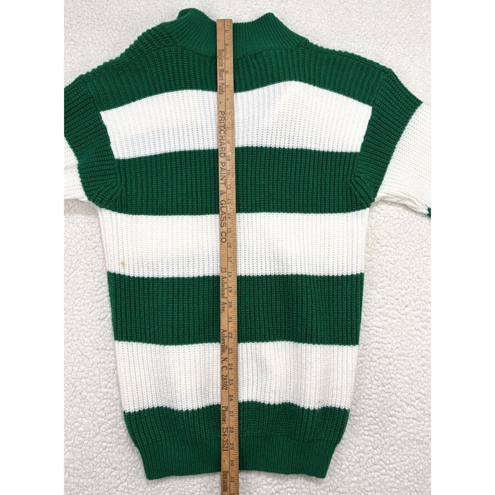 Vintage VINTAGE Joan Harper Cardigan Sweater Womens M Button Green Striped Knit Heavyweight Size M / US 6-8 / IT 42-44 - 8 Thumbnail