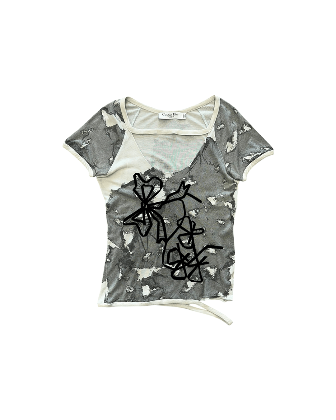 Dior Christian Dior by Galliano AW06 Lace Printed Cut Out T-shirt Size XS / US 0-2 / IT 36-38 - 1 Thumbnail