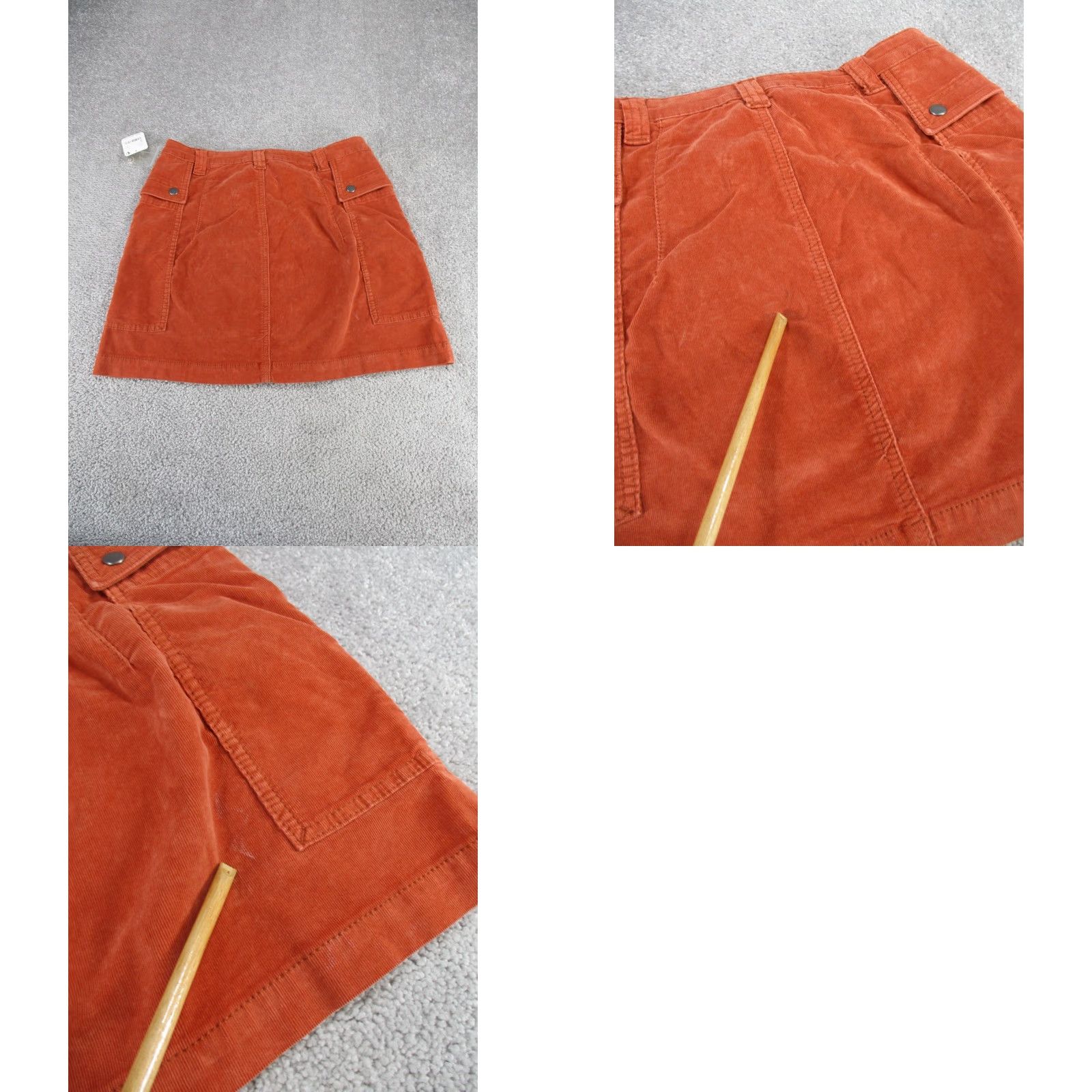 Free People VINTAGE Free People Mini Skirt Womens 8 Red Orange Corduroy A Line Zip Front NEW Size 30" / US 8 / IT 44 - 8 Thumbnail