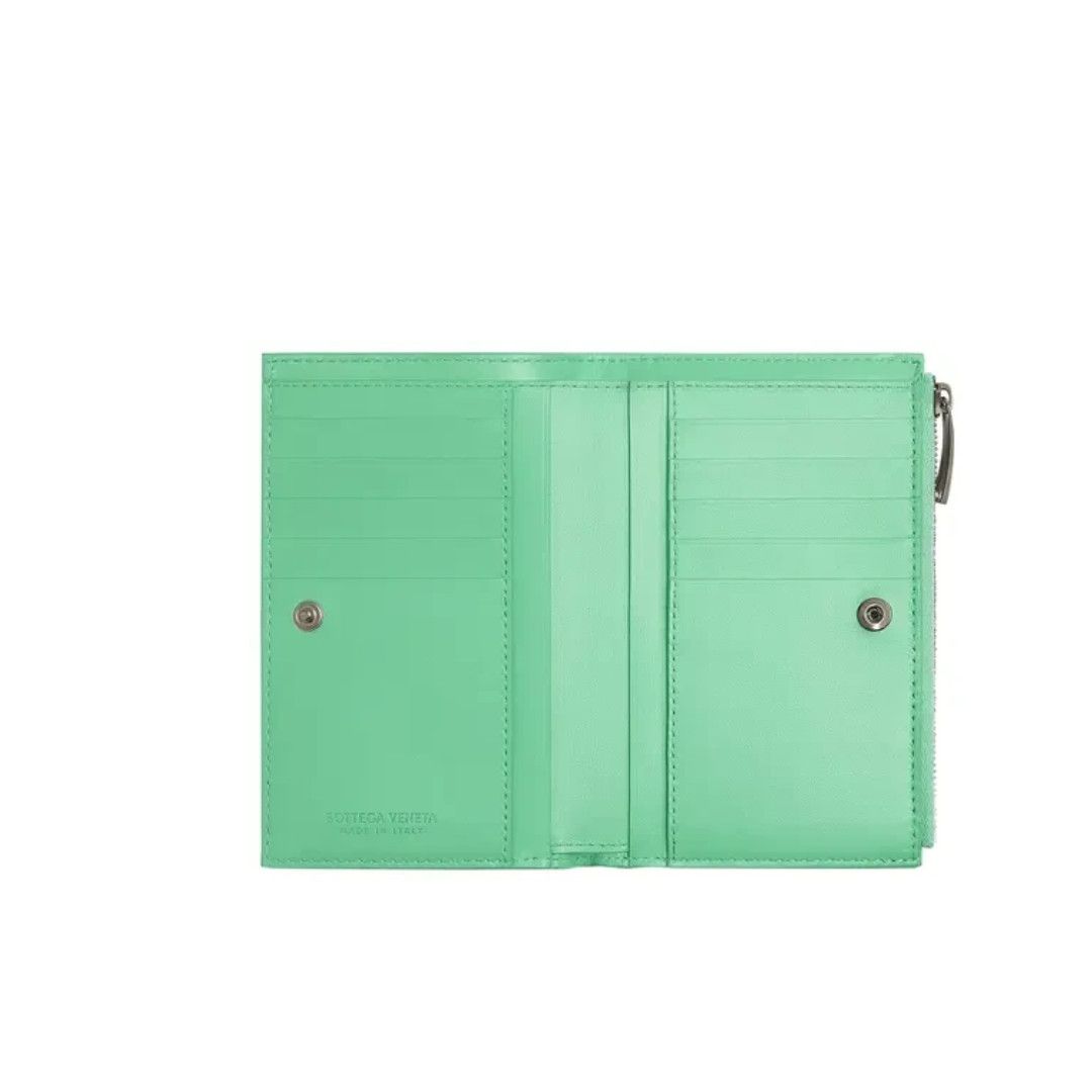 Bottega Veneta o1n1vont1224 Size: OS / Bi-Fold Zip Wallet in Fountain Green Size ONE SIZE - 2 Thumbnail