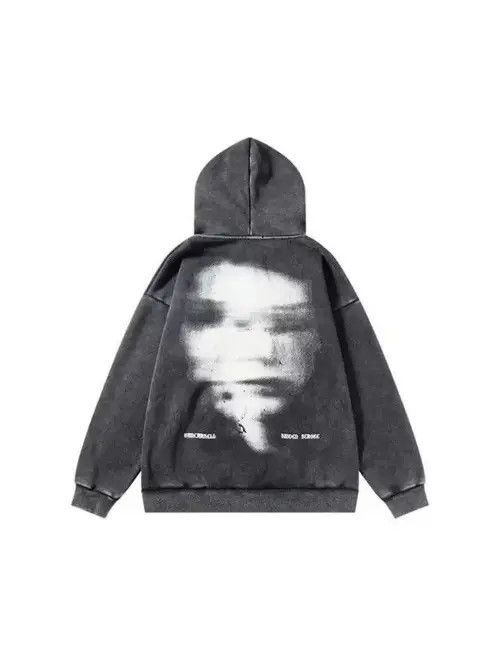 Japanese Brand Mayumi x Kouno Face Graphic Bleached Full Zip Hoodie Size US L / EU 52-54 / 3 - 6 Thumbnail