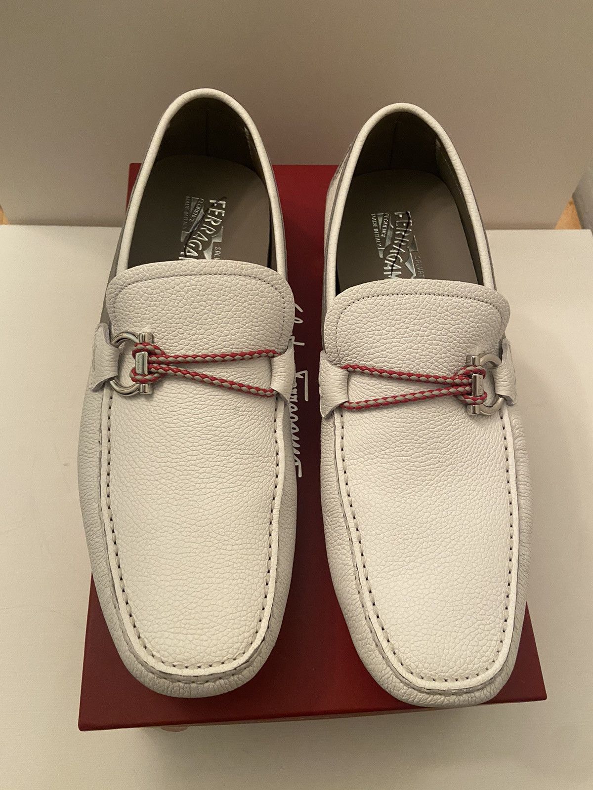 Salvatore Ferragamo Men's Front Grained Leather Drivers