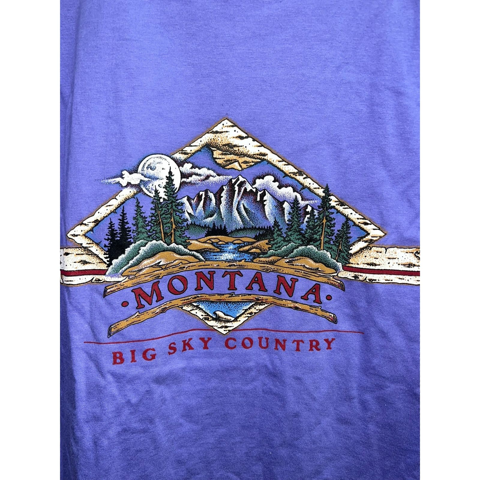 Jerzees Vintage Montana Shirt Big Sky Country Purple Mountain Tee L Size US L / EU 52-54 / 3 - 2 Thumbnail