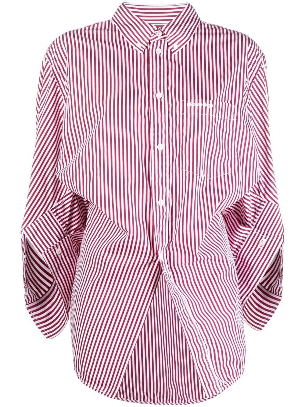 image of Balenciaga O1Mt1Gz0424 Swing Twisted Shirt In Pink/white, Women's (Size XS)