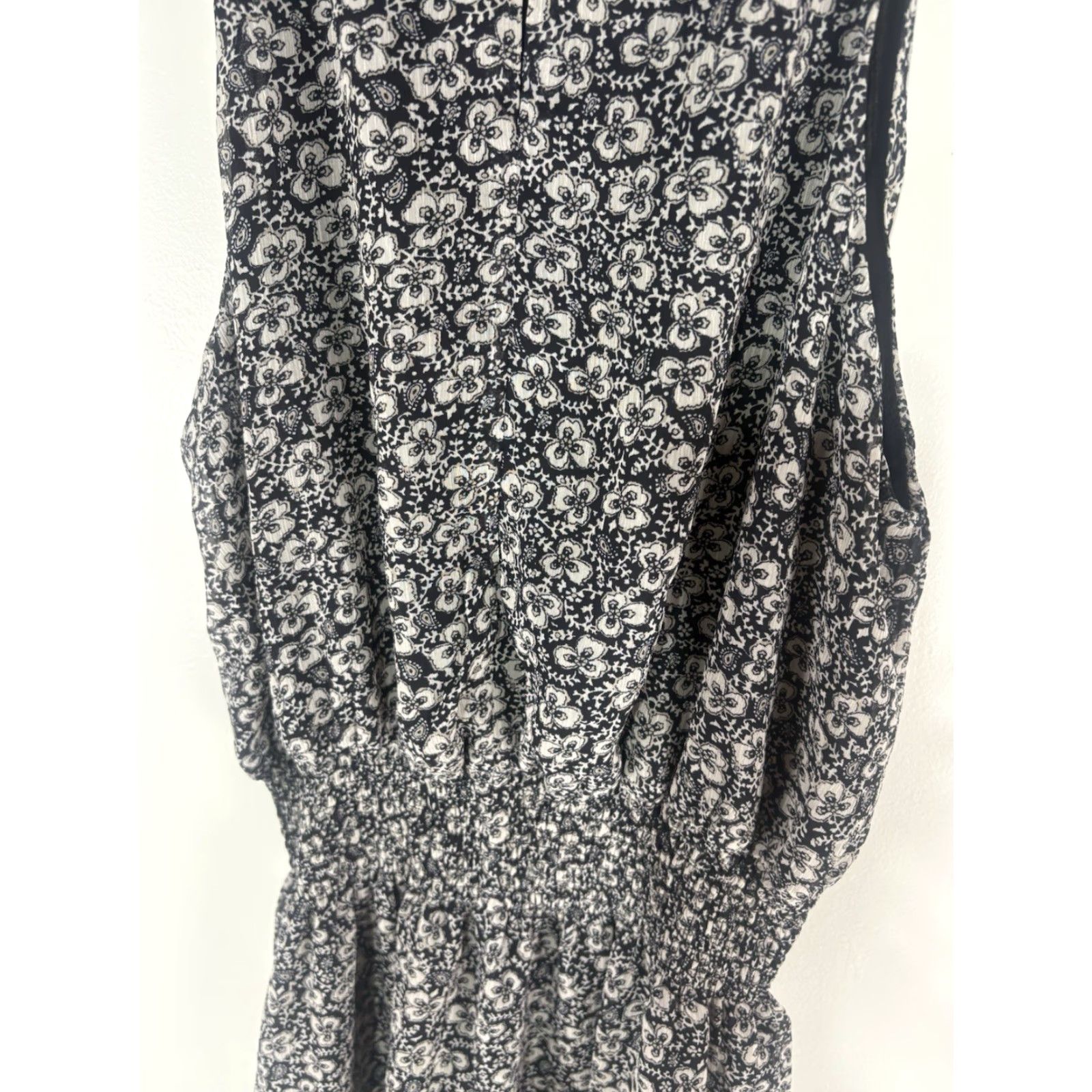 Vintage Olivia Grey Blk/Wht Floral Hi Neck Sleeveless Midi Dress Womens Size L Size L / US 10 / IT 46 - 6 Thumbnail
