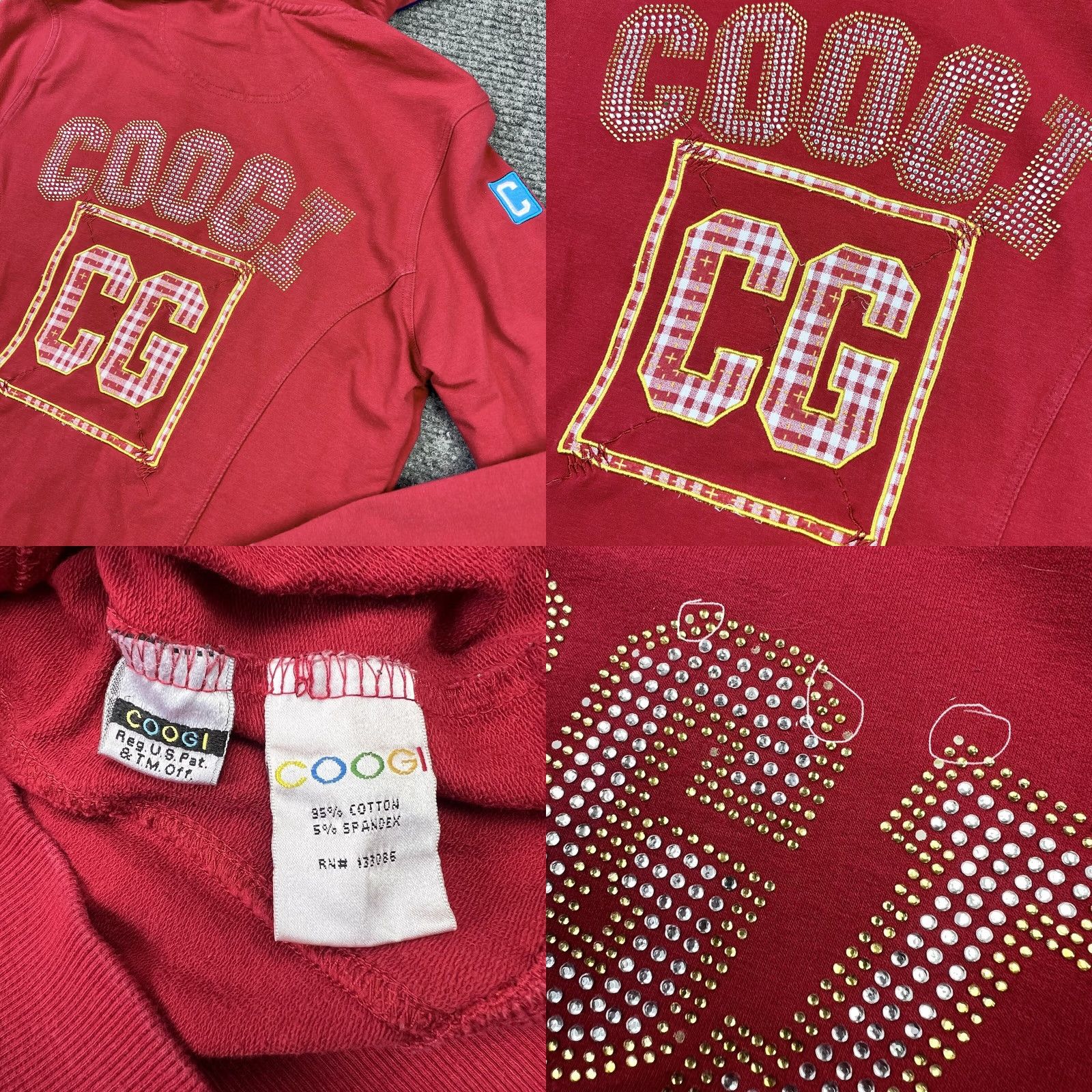 Coogi COOGI Jacket Womens Small Red Embroidered Rhinestone Zip Up Hoodie Stretch Knit Designer Size S / US 4 / IT 40 - 8 Thumbnail