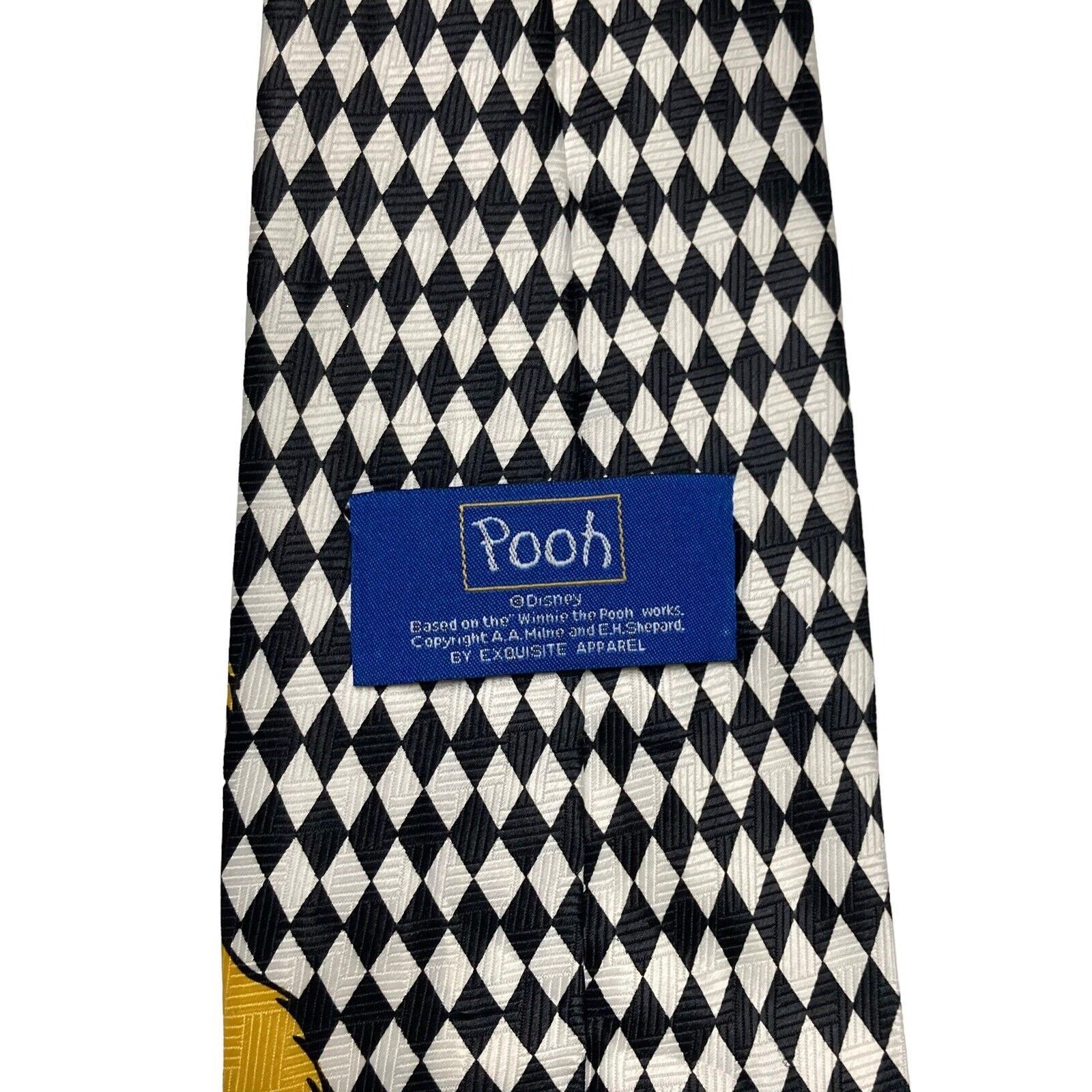 Disney Disney Winnie The Pooh Black White Diamond Pattern Necktie Size ONE SIZE - 4 Thumbnail