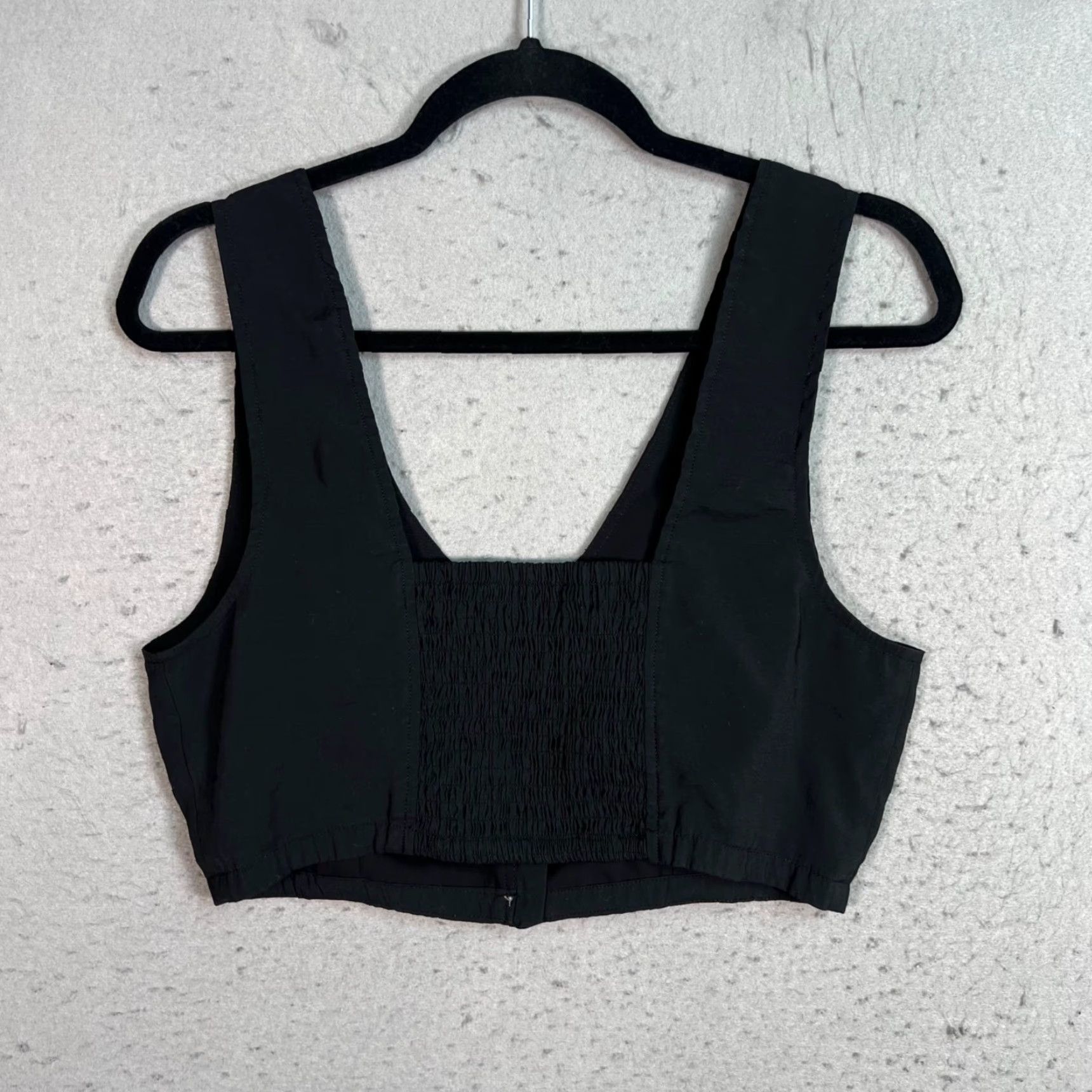 Madewell Madewell Black Sleeveless Crop Top Womens Size 10 Modal/Polyester Blend Tank Shirt Size L / US 10 / IT 46 - 2 Thumbnail