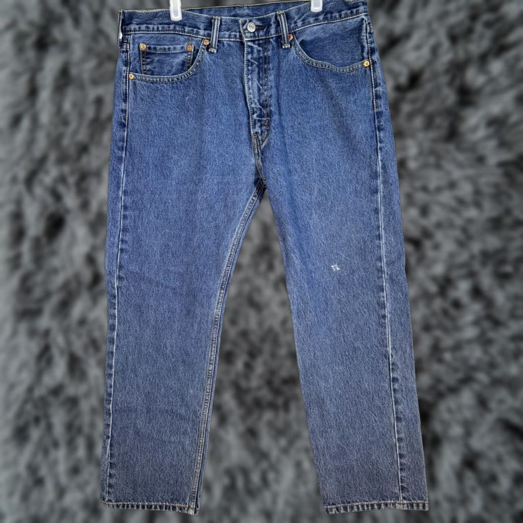 Levi's VINTAGE Levi's 505 Jeans Mens 36x30 Blue Baggy Fit Medium Wash Distressed Denim Pants Regular Fit Straight Jeans Mens Blue 90s Retro Size US 36 / EU 52 - 1 Thumbnail