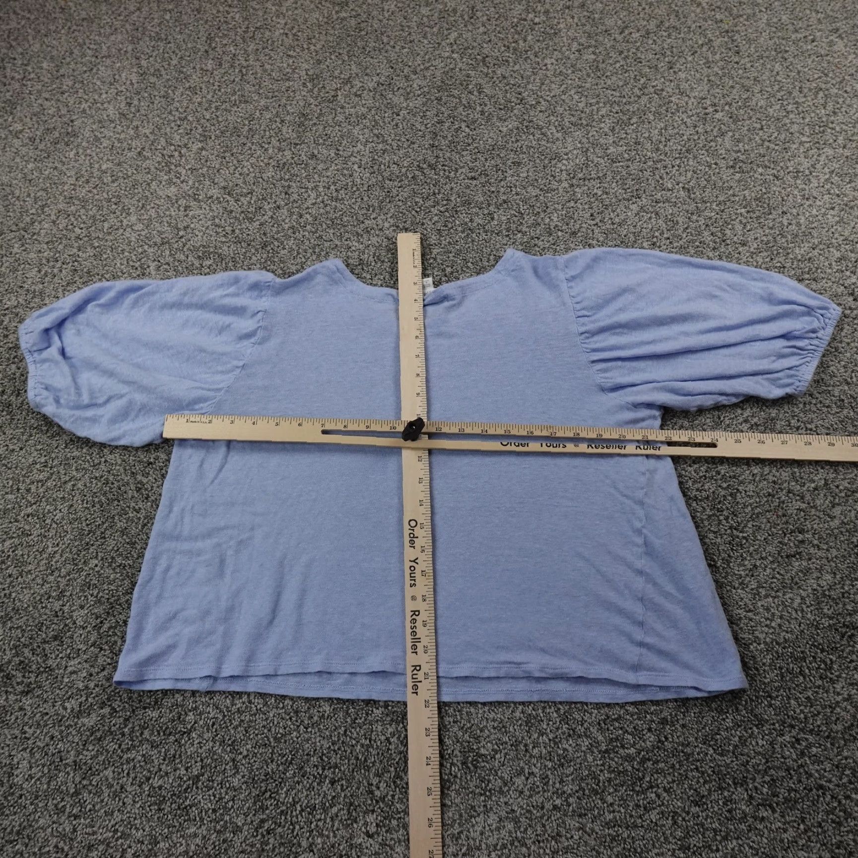 J. Jill J Jill Shirt Womens XL Blue Linen Short Sleeve Crewneck Top Tee Puff Sleeve Size XL / US 12-14 / IT 48-50 - 4 Thumbnail