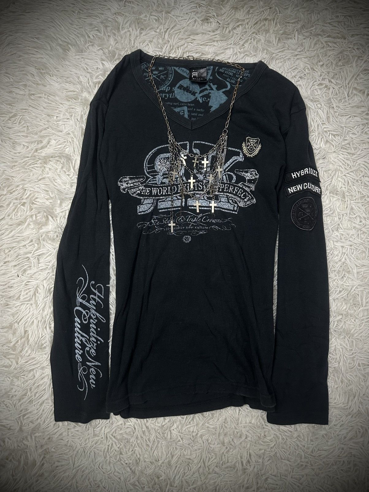 rare russk y2k vkei poem tribal tee