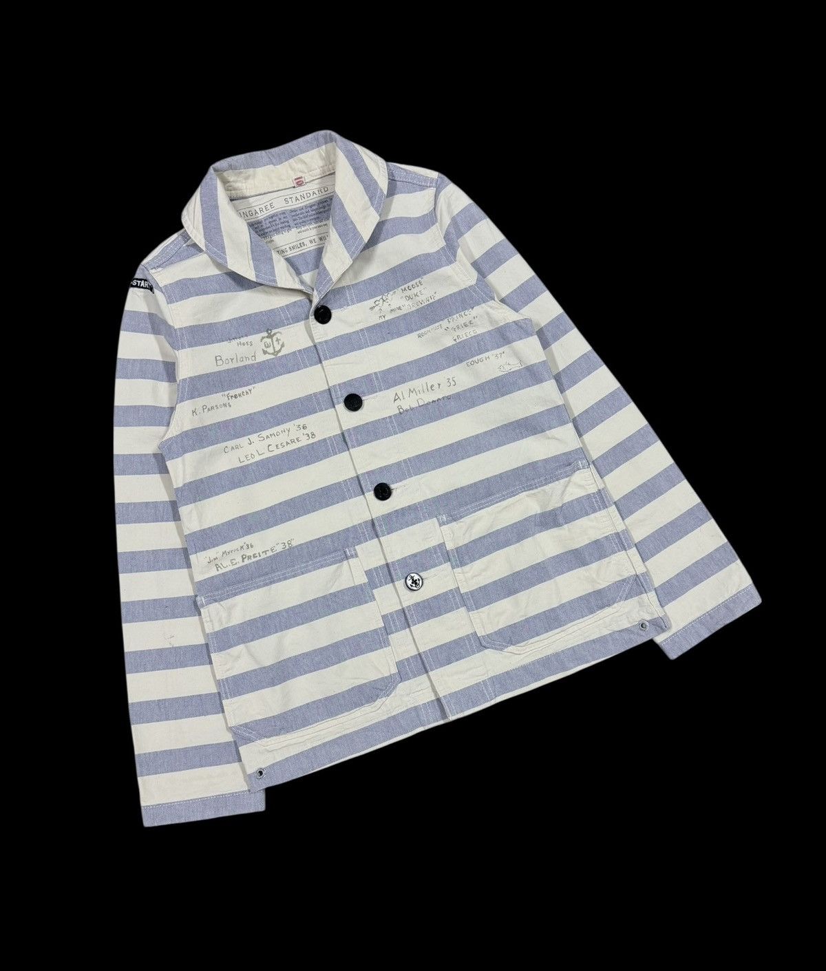 Denime Denime Dungaree Shawl Color Handloom Striped Jacket Size US S / EU 44-46 / 1 - 9 Thumbnail