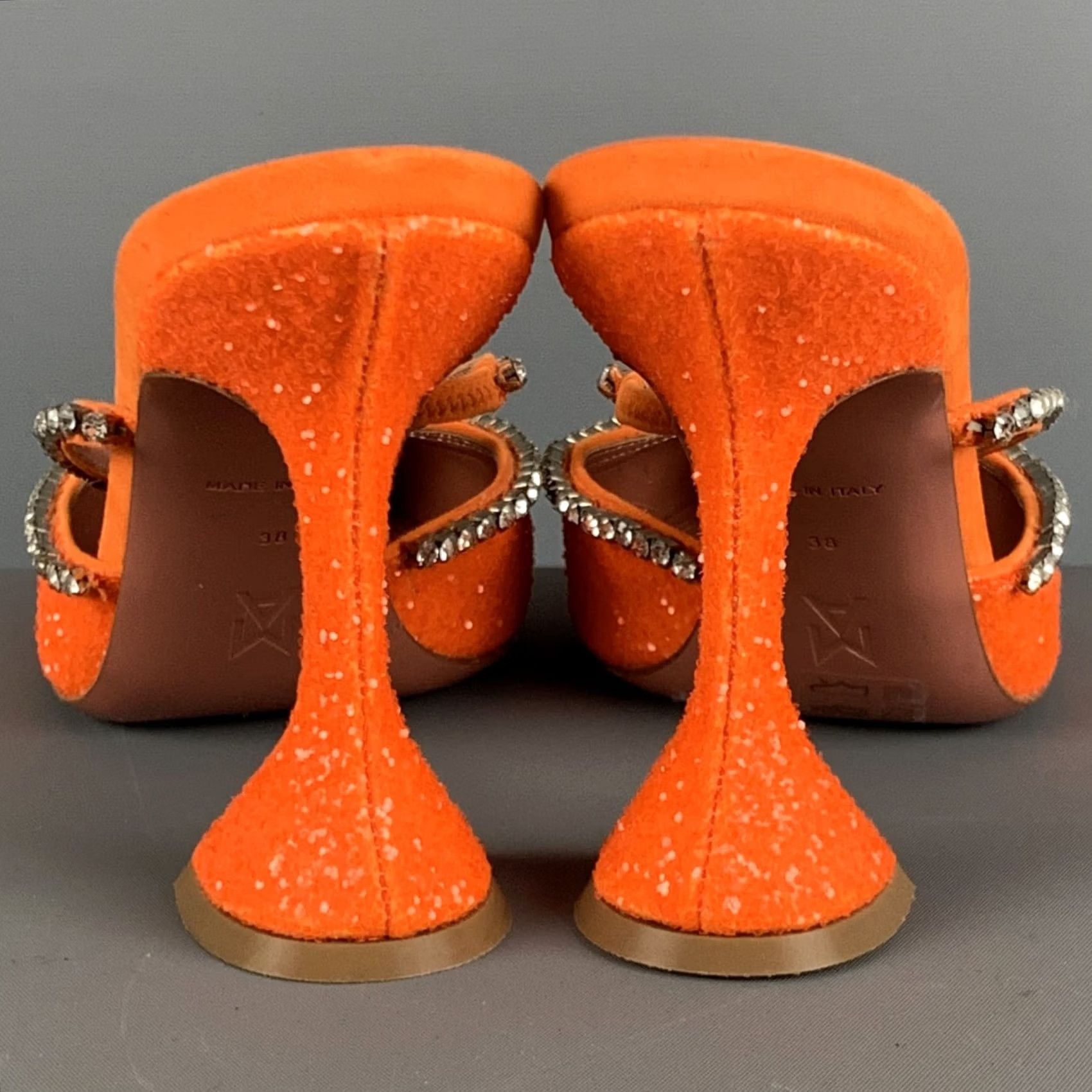 Amina Muaddi AMINA MUADDI Orange Silver Glitter Mules Pumps Women Size 8 Size US 8 / IT 38 - 3 Thumbnail