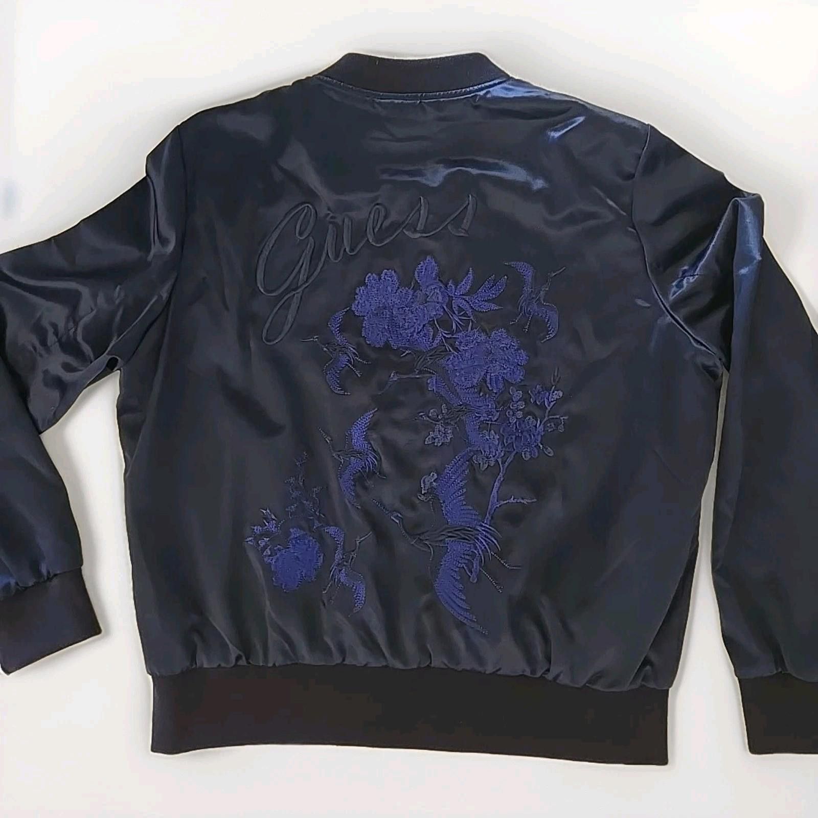Guess Y2K Guess Satin Bomber Jacket Zip UP Blue Size L NEW Size L / US 10 / IT 46 - 2 Thumbnail