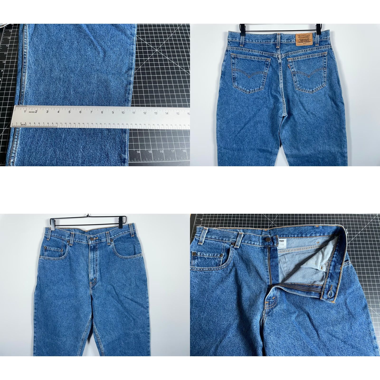Levi's VINTAGE Levi's Jeans Loose Fit 34 x 32 Blue Denim Brown Tab 90s VTG Mens Straight Baggy 1999 Size US 34 / EU 50 - 9 Thumbnail
