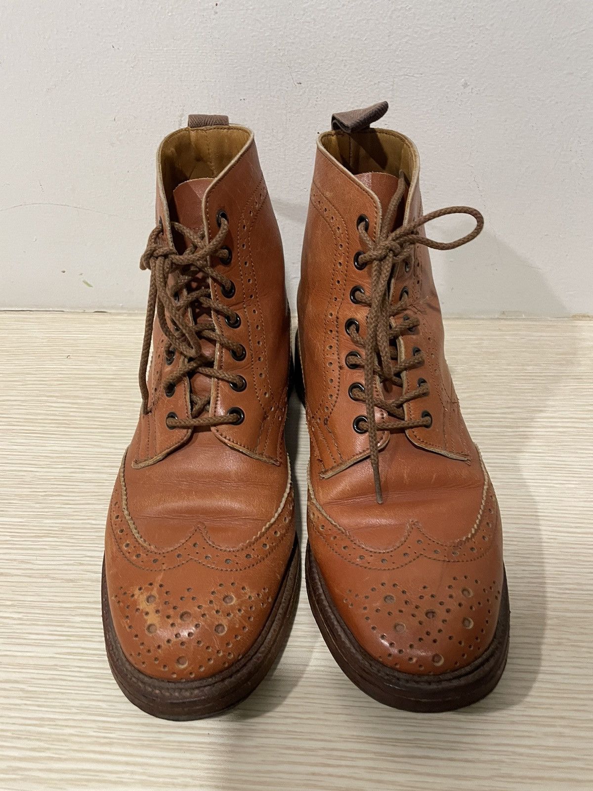 Tricker's Trickers Wingtip Boots Full Leather Made in England 🏴󠁧󠁢󠁥󠁮󠁧󠁿 Unisex Size US 5.5 / EU 38 - 4 Thumbnail