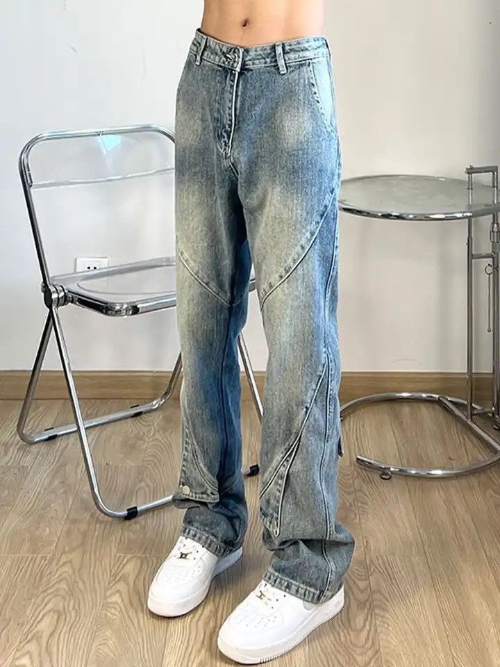 Denime × Vintage Light Blue Flared Male Cowboy Pants Straight Jeans Size US 31 - 3 Thumbnail