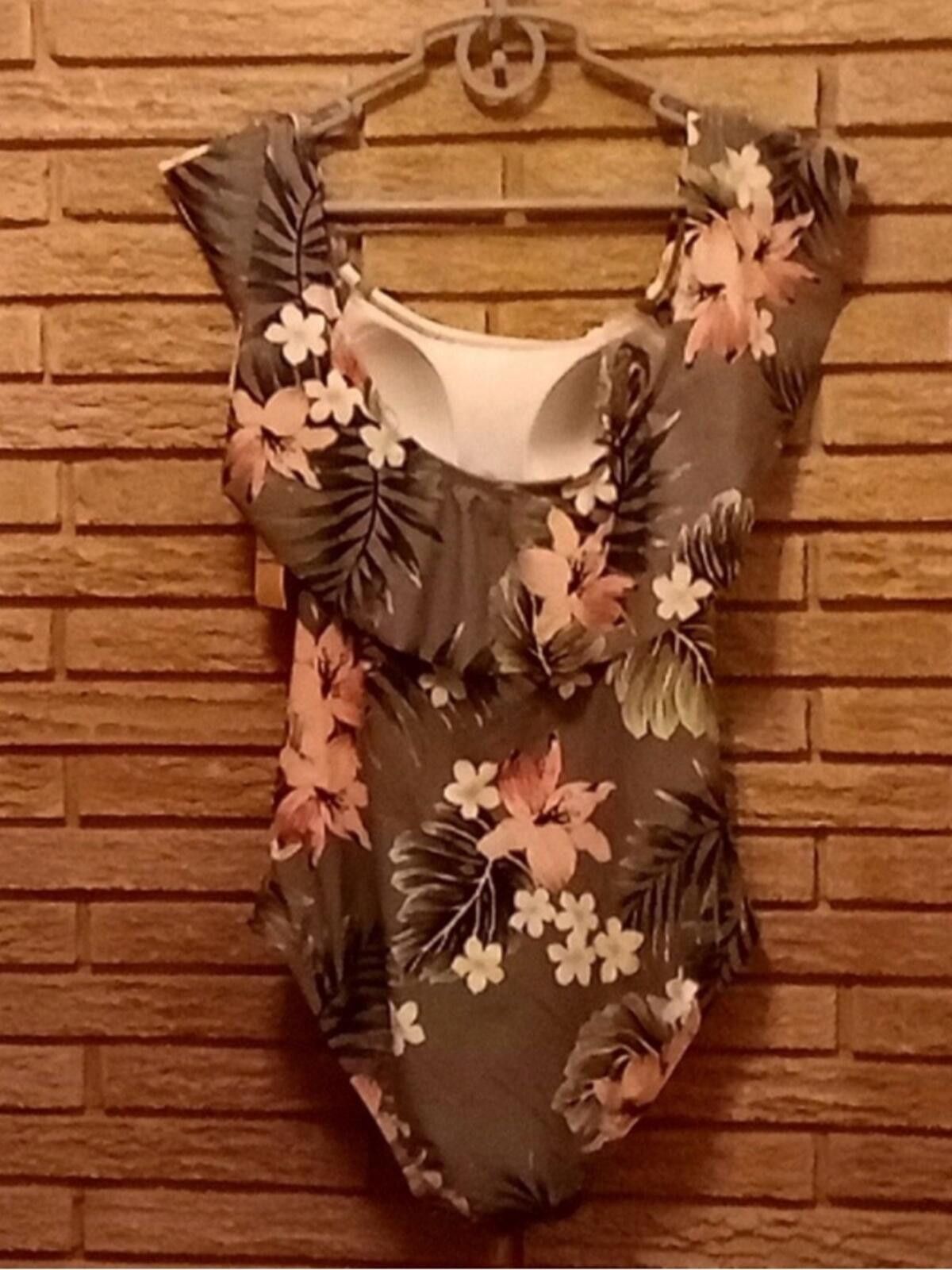 The Unbranded Brand Floral Ruffle One-Piece Swimsuit Size ONE SIZE - 3 Thumbnail