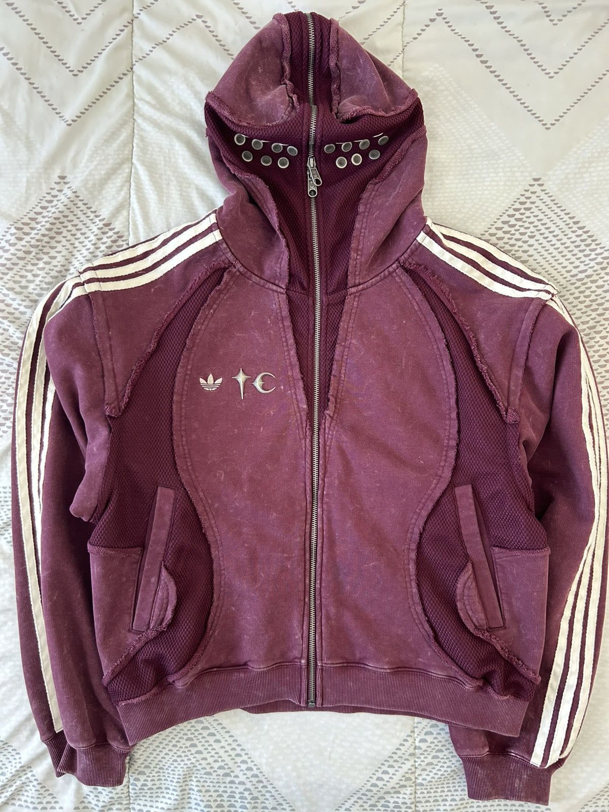 Thug Club Adidas x Thug Club Teamgeist Hooded Zip Up in Maroon
