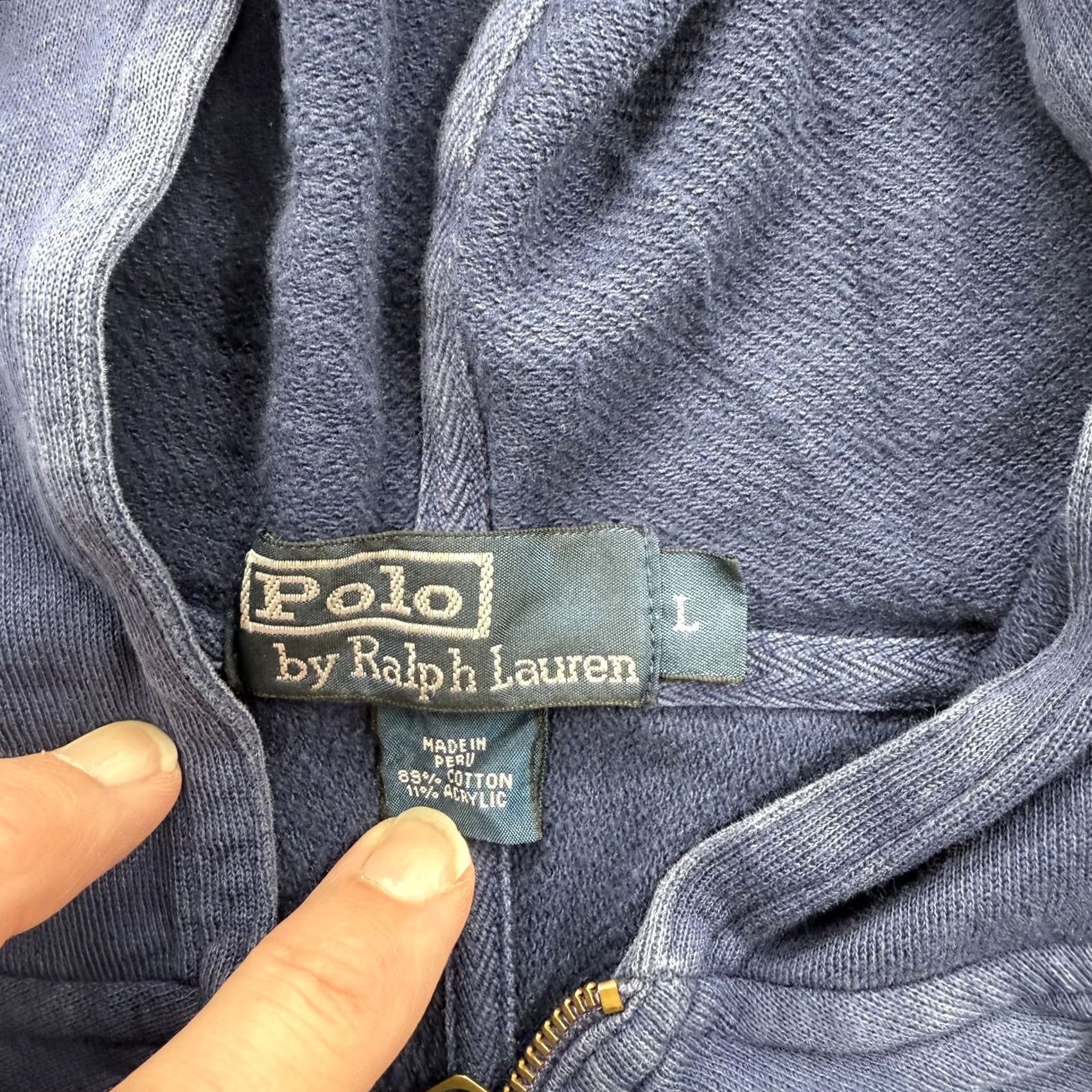 Polo Ralph Lauren Polo Ralph Lauren Pullover Hoodie Mens Large Blue PRL Project Survival Outdoors Hoodie Zip Pockets Embroidered Patch Nautical Exterior Knit Size US L / EU 52-54 / 3 - 3 Thumbnail