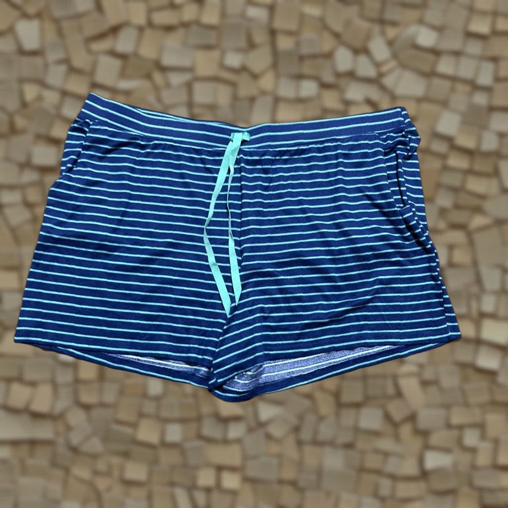 Croft & Barrow Croft & Barrow Shorts Women's Plus 2X Blue Green Tie Waist Sleep Shorts Size 40" / US 18 - 1 Thumbnail