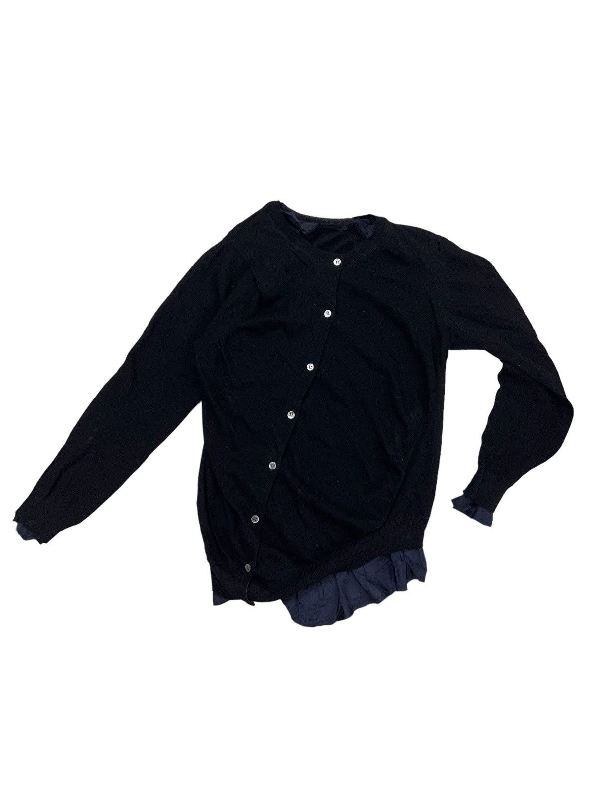 Sacai AW08/09 Sacai Asymmetric Button Hybrid Rayon Wool Cardigan Size US M / EU 48-50 / 2 - 2 Thumbnail