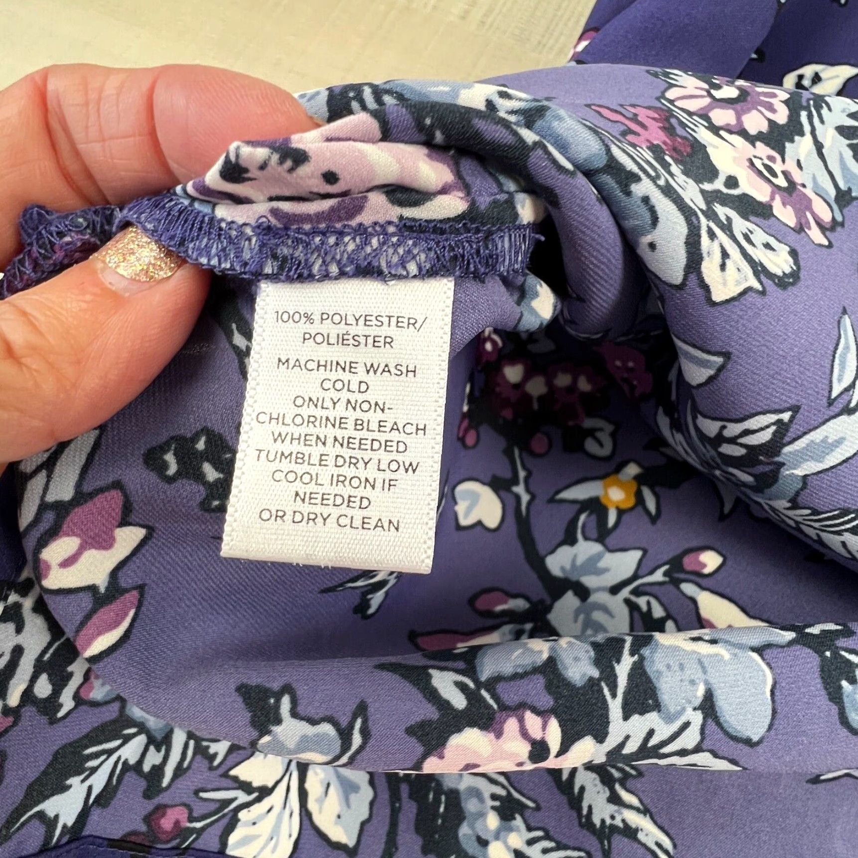 Loft LOFT Womens Off Shoulder Blouse Small Purple Floral Flowy Top Size S / US 4 / IT 40 - 4 Thumbnail