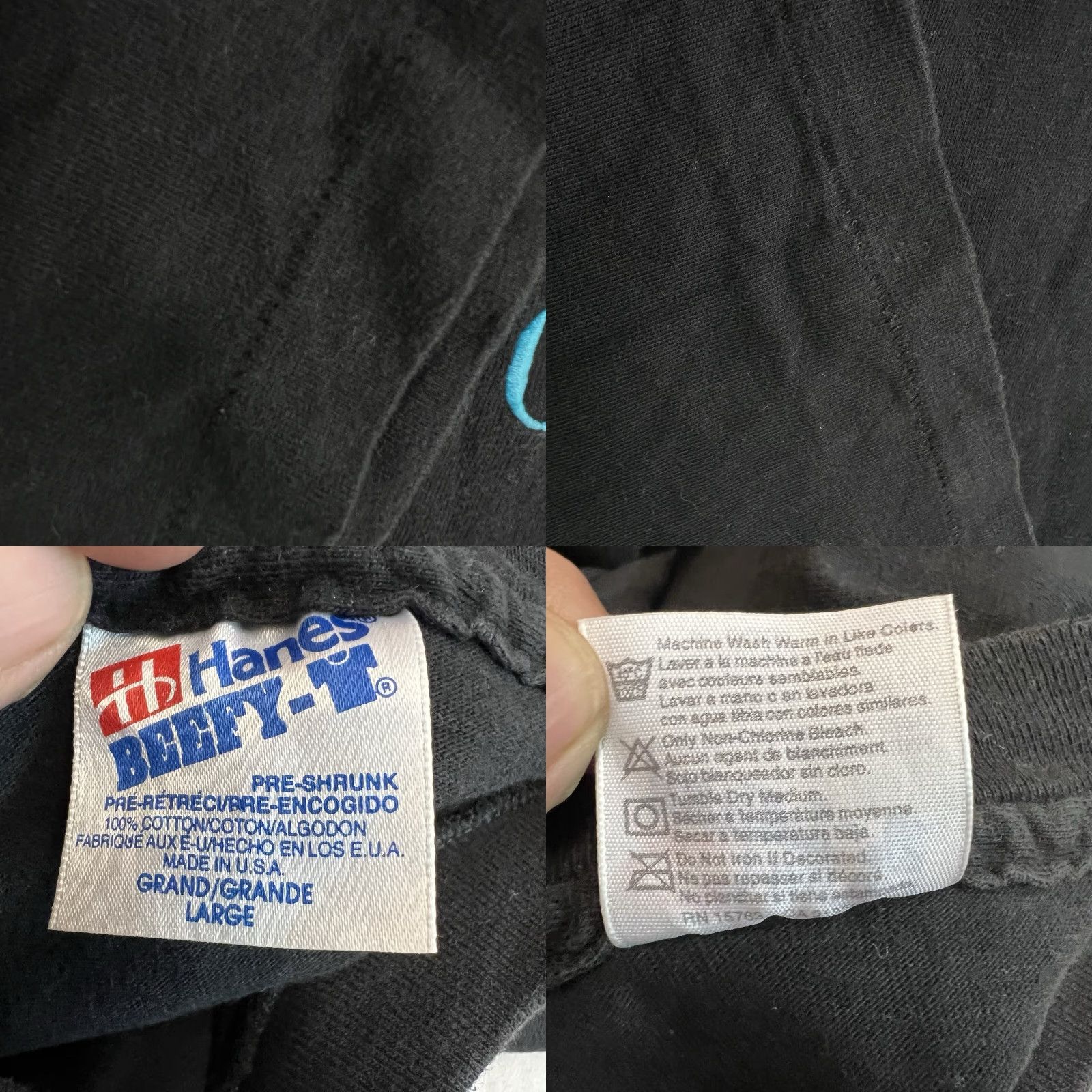 Hanes Hanes Beefy-T T-Shirt Columbus Zoo Panda Embroidered Vintage 90s Crew Neck 1990s Black Adult L Mens Size US L / EU 52-54 / 3 - 8 Thumbnail