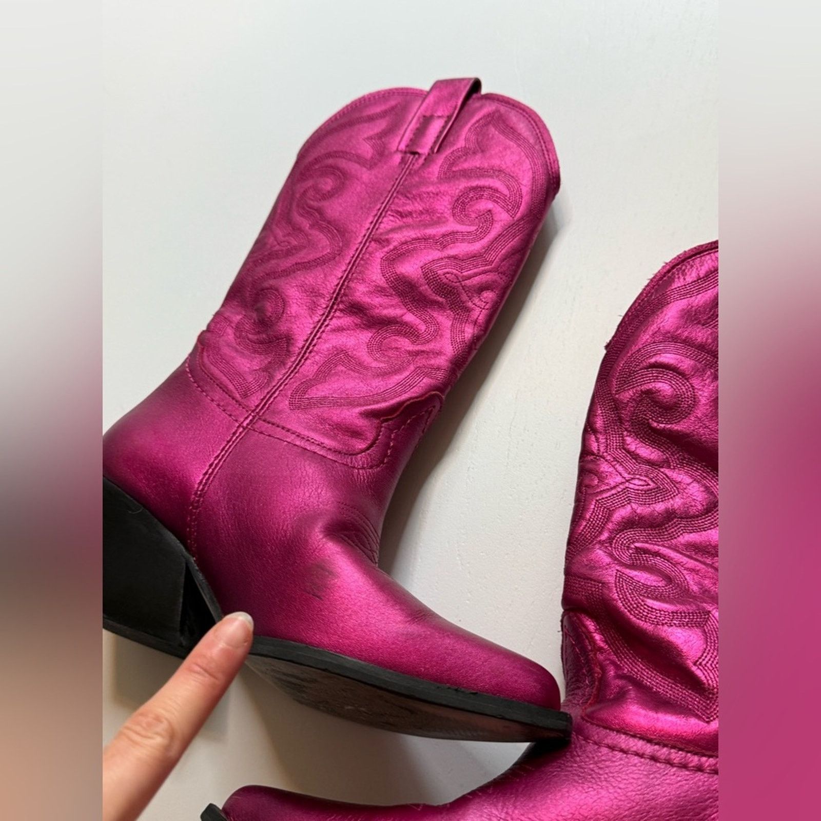 Steve Madden West Pink Metallic Cowgirl Boots Size US 6 / IT 36 - 9 Thumbnail