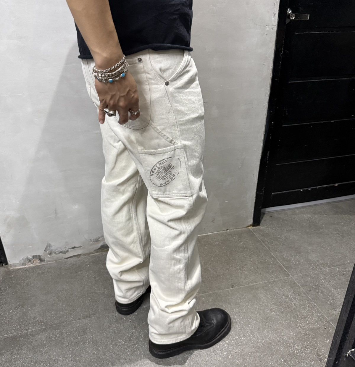 Harley Davidson Harley-Davidson Made in Italy Utility Carpenter Pants Y2k Size US 31 - 14 Thumbnail