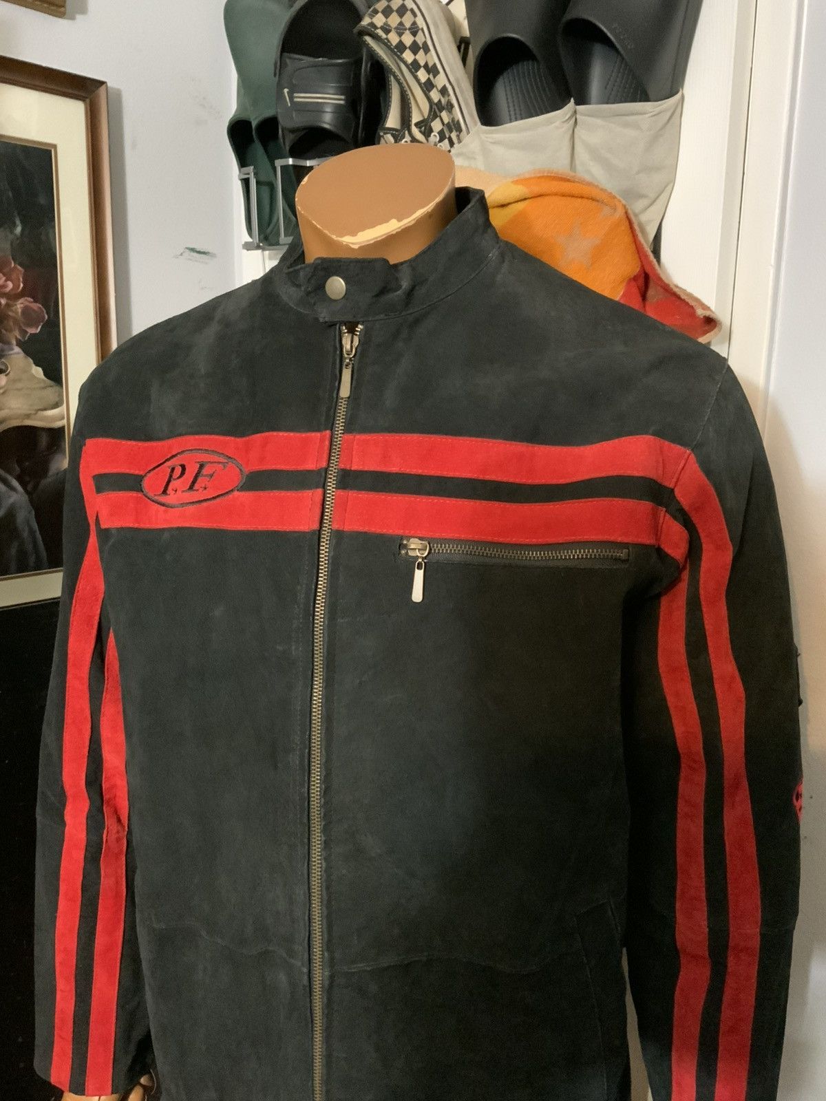 Vintage VTG Y2K Suede Leather Cafe Racer Stripe Motorcycle Jacket Size US L / EU 52-54 / 3 - 15 Thumbnail