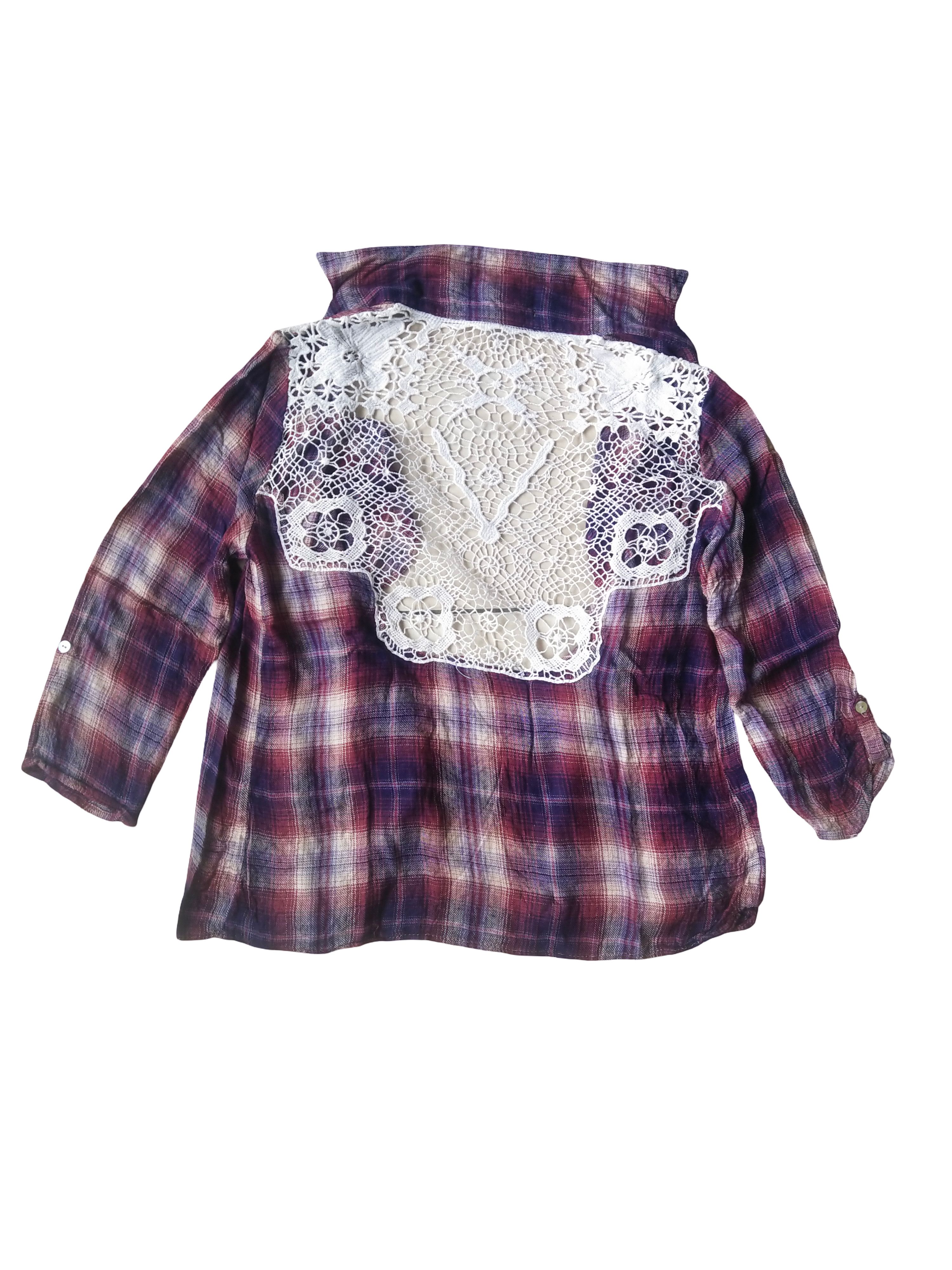 American Rag American Rag Boho Grunge Plaid Lace Back Shirt Top Size S / US 4 / IT 40 - 4 Thumbnail