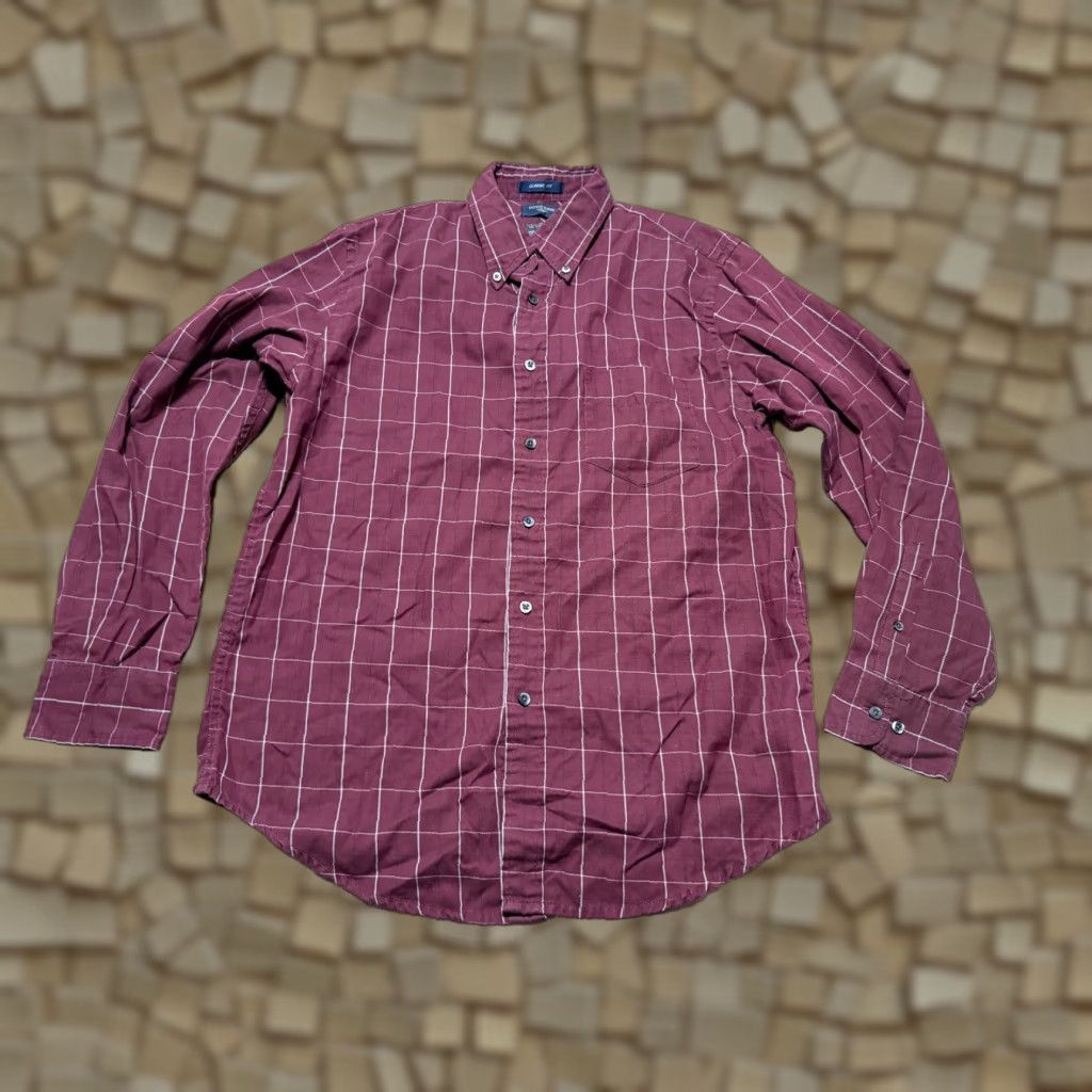 Dockers DOCKERS Shirt Men's Medium Red White Plaid Button Up Classic Fit No Wrinkles Size US M / EU 48-50 / 2 - 1 Thumbnail
