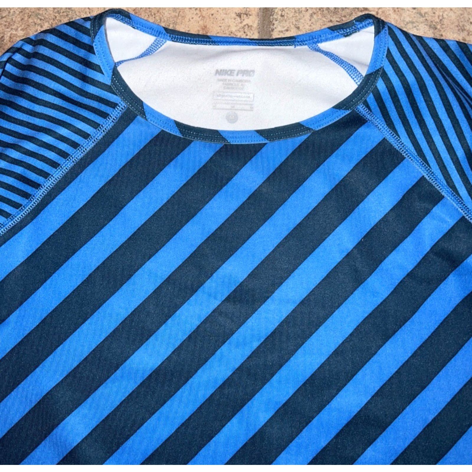 Nike Nike Pro Long Sleeve Shirt Womens M Blue Striped Athletic Shirt Size M / US 6-8 / IT 42-44 - 2 Thumbnail