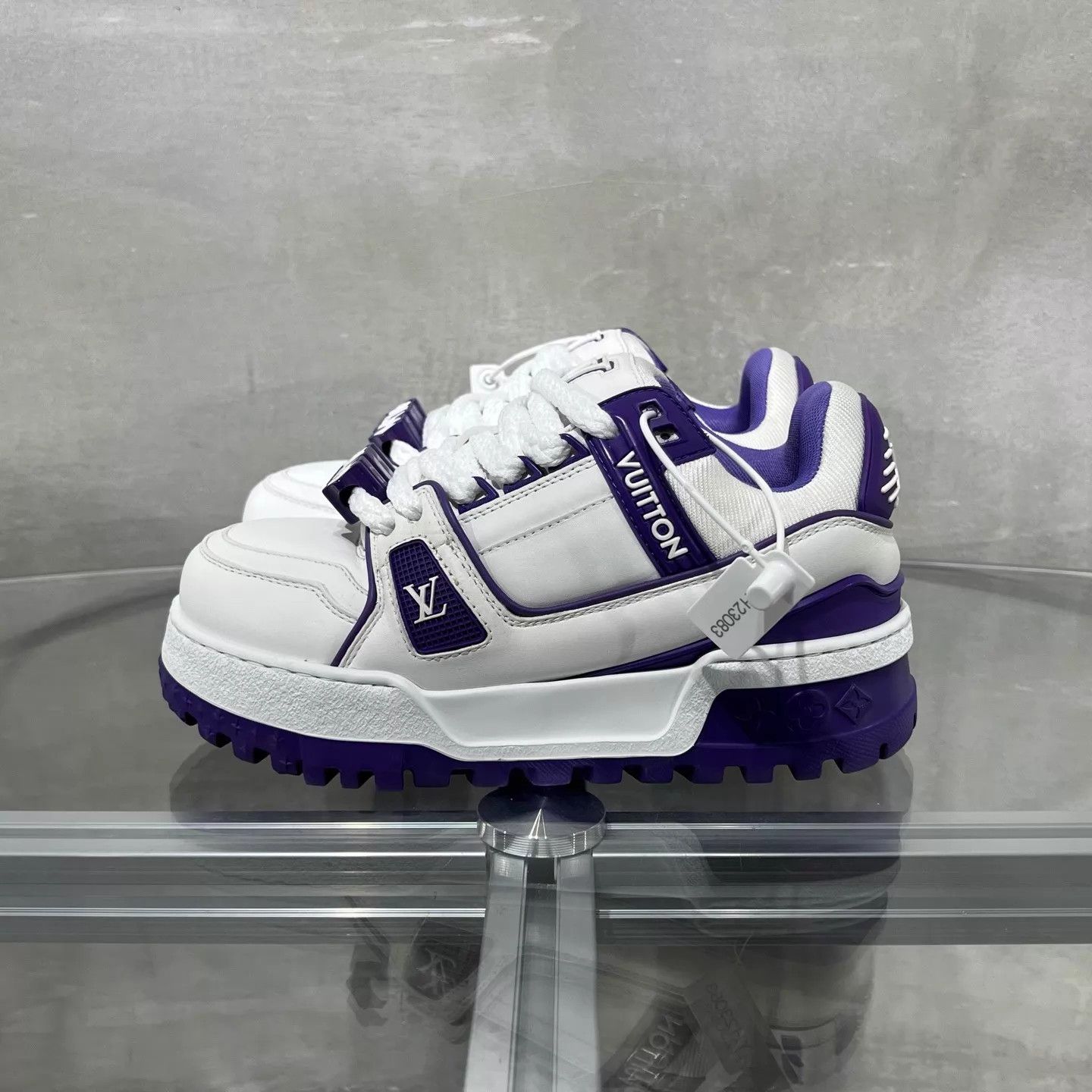 Louis Vuitton LV Trainer White Purple UK1 / 35 Size US 4.5 / IT 34.5 - 3 Thumbnail
