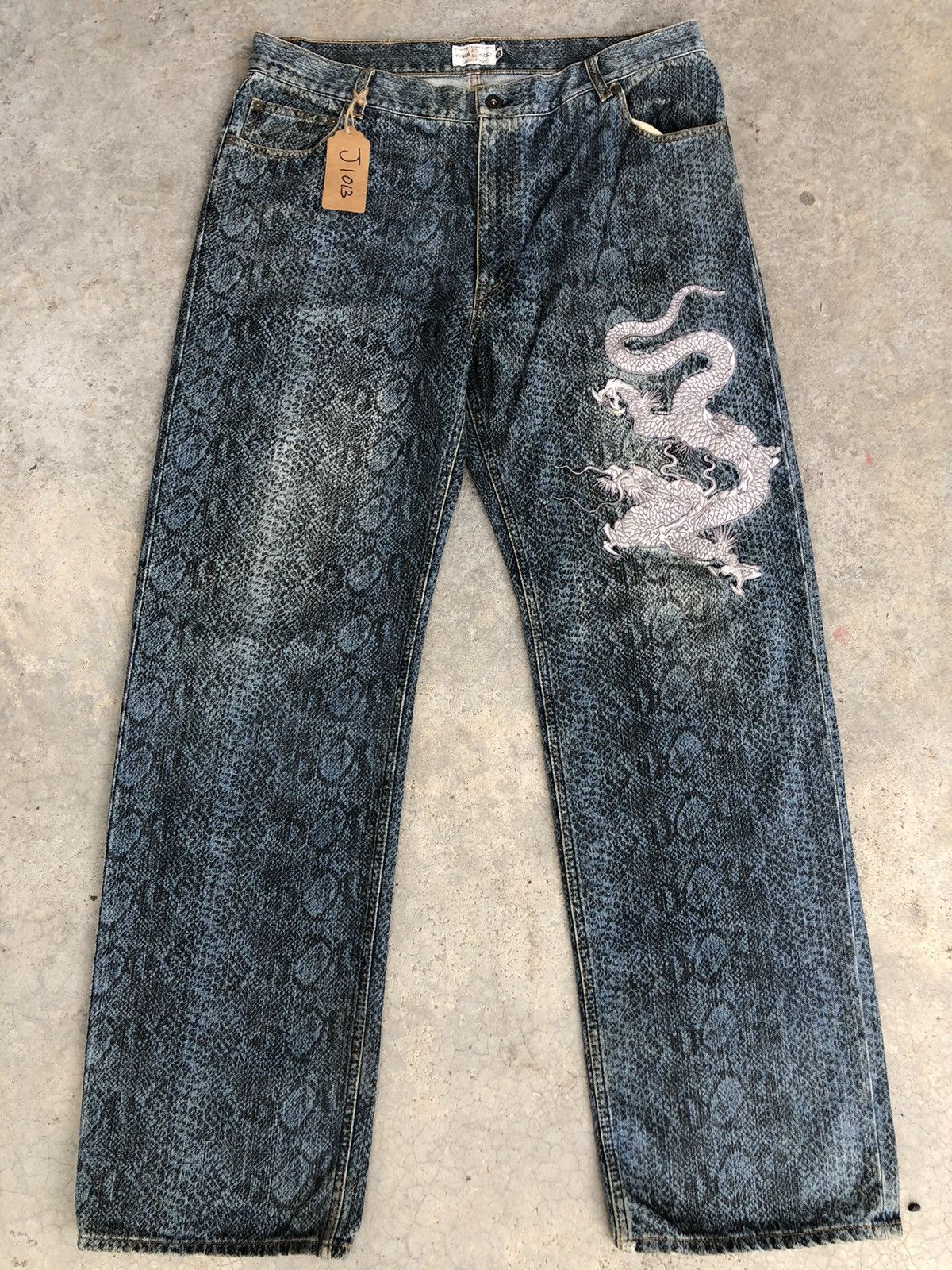 Karakuri Tamashii Karakuri Tamashii Embroidered Jeans Baggy Snake Skin Size US 37 - 2 Thumbnail