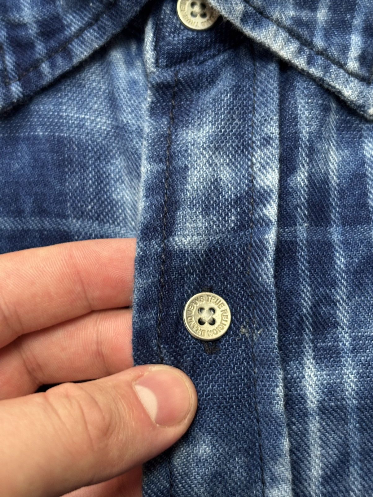 True Religion True Religion Acid Wash Navy Plaid Short Sleeve Shirt Mens M Size US M / EU 48-50 / 2 - 4 Thumbnail