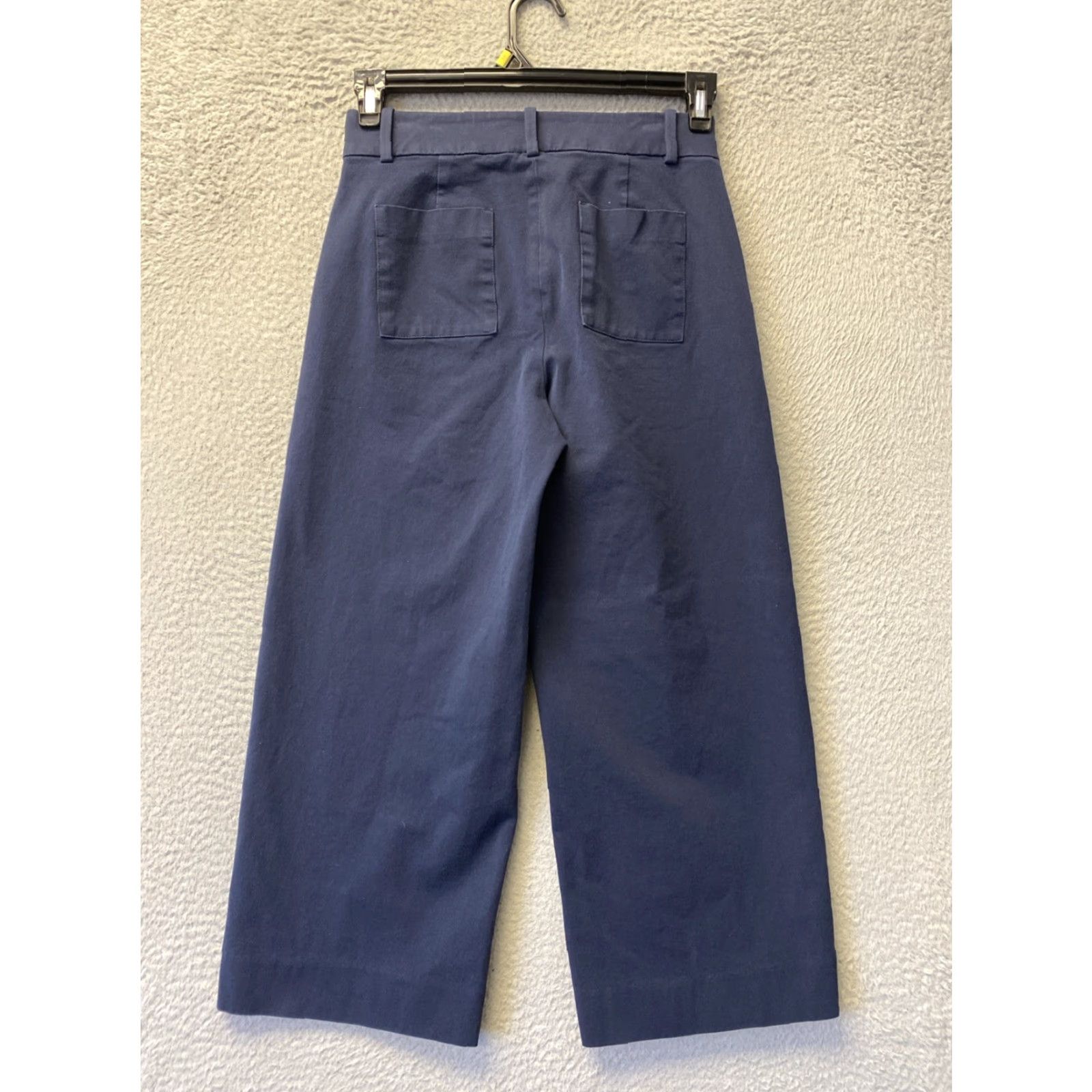 J.Crew J.CREW Wide Leg Pants Bi-Stretch Cotton High Waist Navy Women's 2 Cropped Size 26" / US 2 / IT 38 - 6 Thumbnail