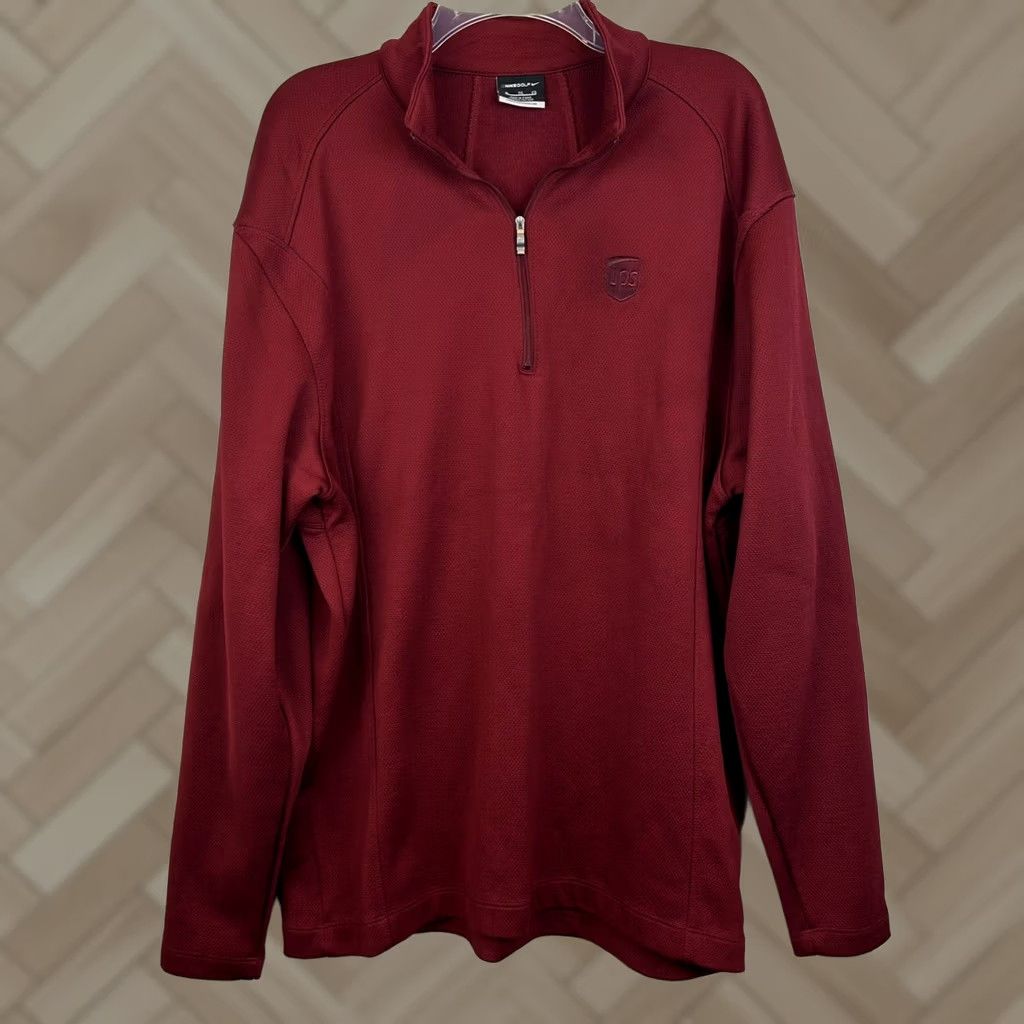 Nike Nike Golf Sweatshirt Mens XL Burgundy Quarter Zip Up Pullover Embroidered UPS Size US XL / EU 56 / 4 - 1 Thumbnail